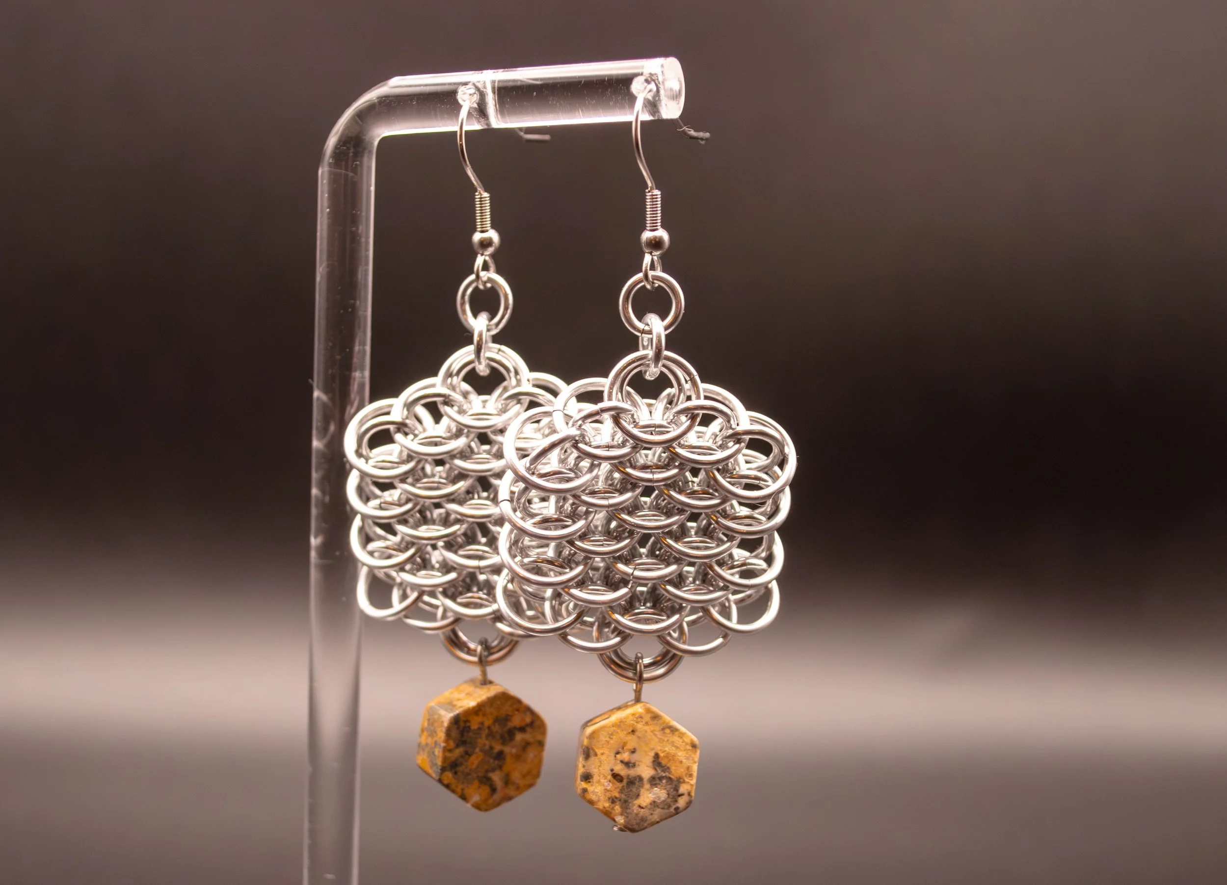 Dragonscale and Stone Hex earrings