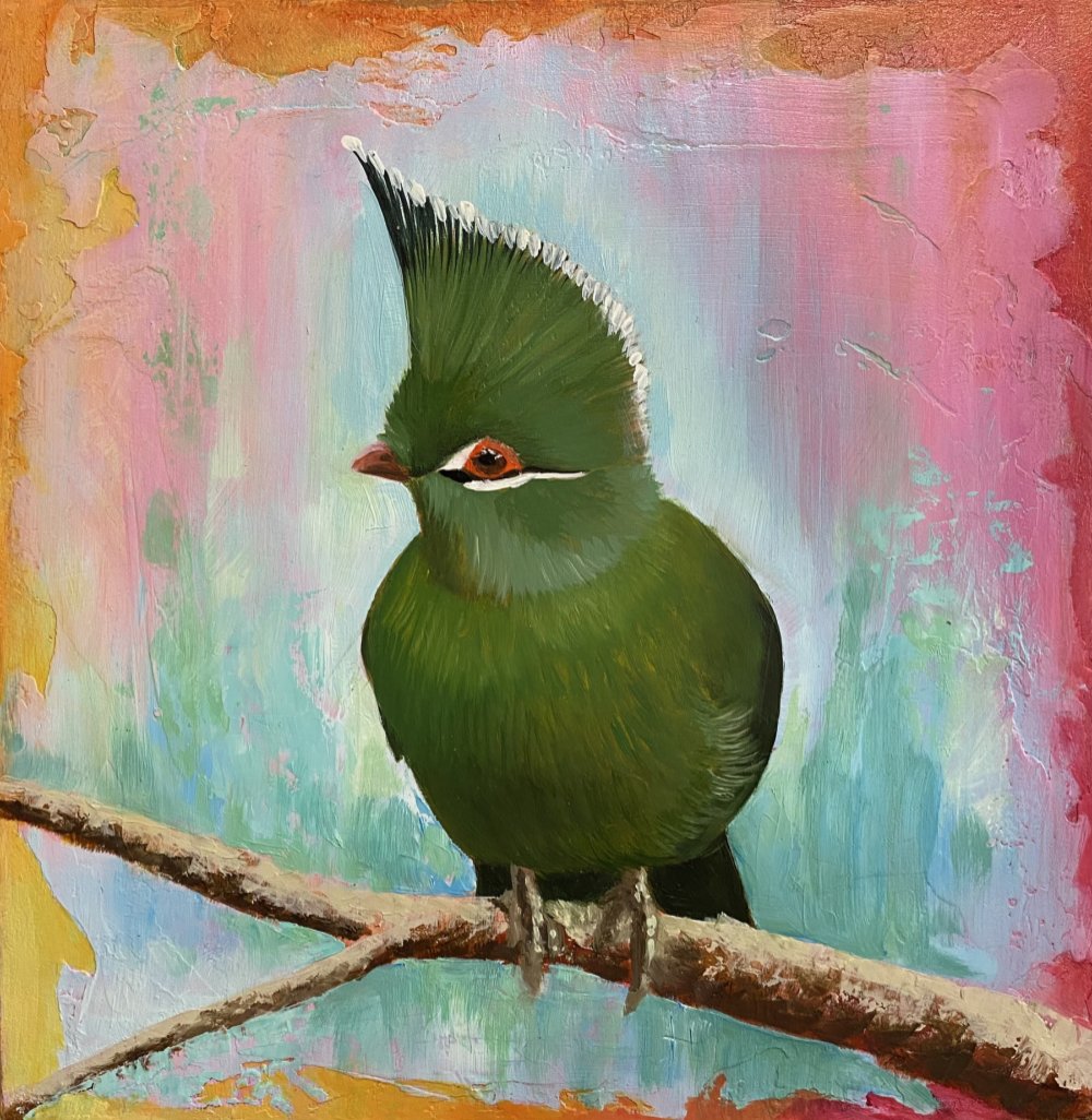 Mr Green - 12 x 12 oil on textured panel