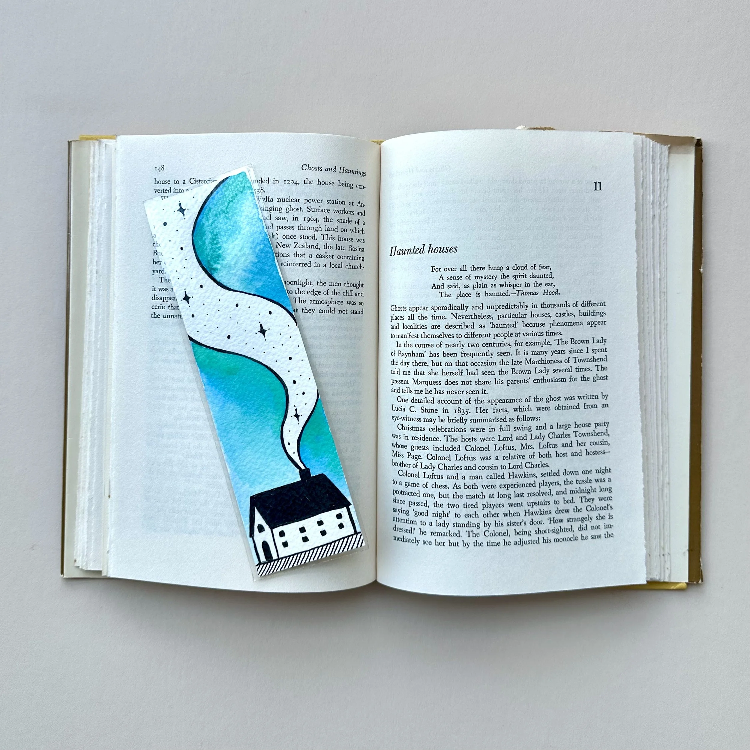 Hand Painted Bookmarks House Moth Moons