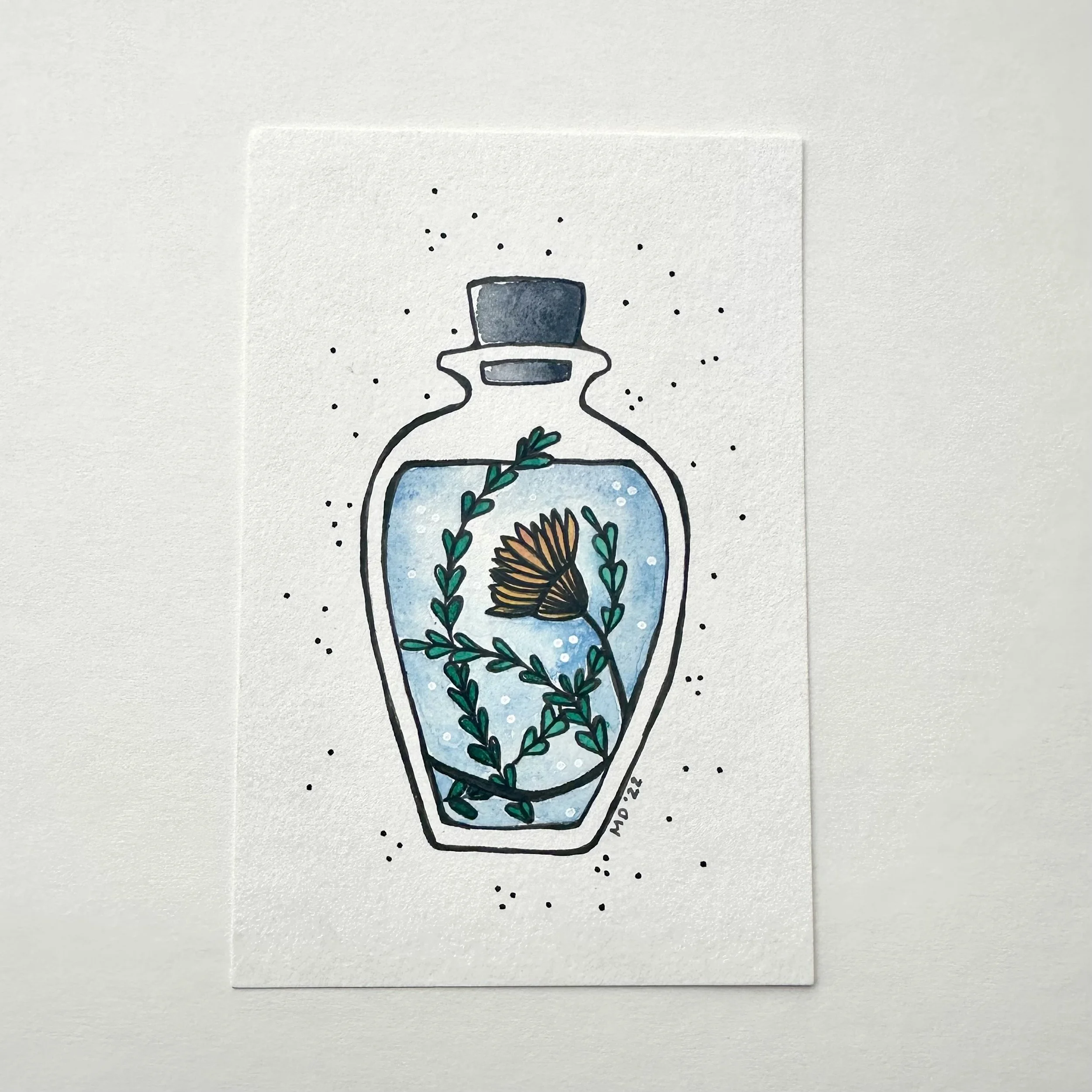 Small Flower Potion Bottle Original 4x6