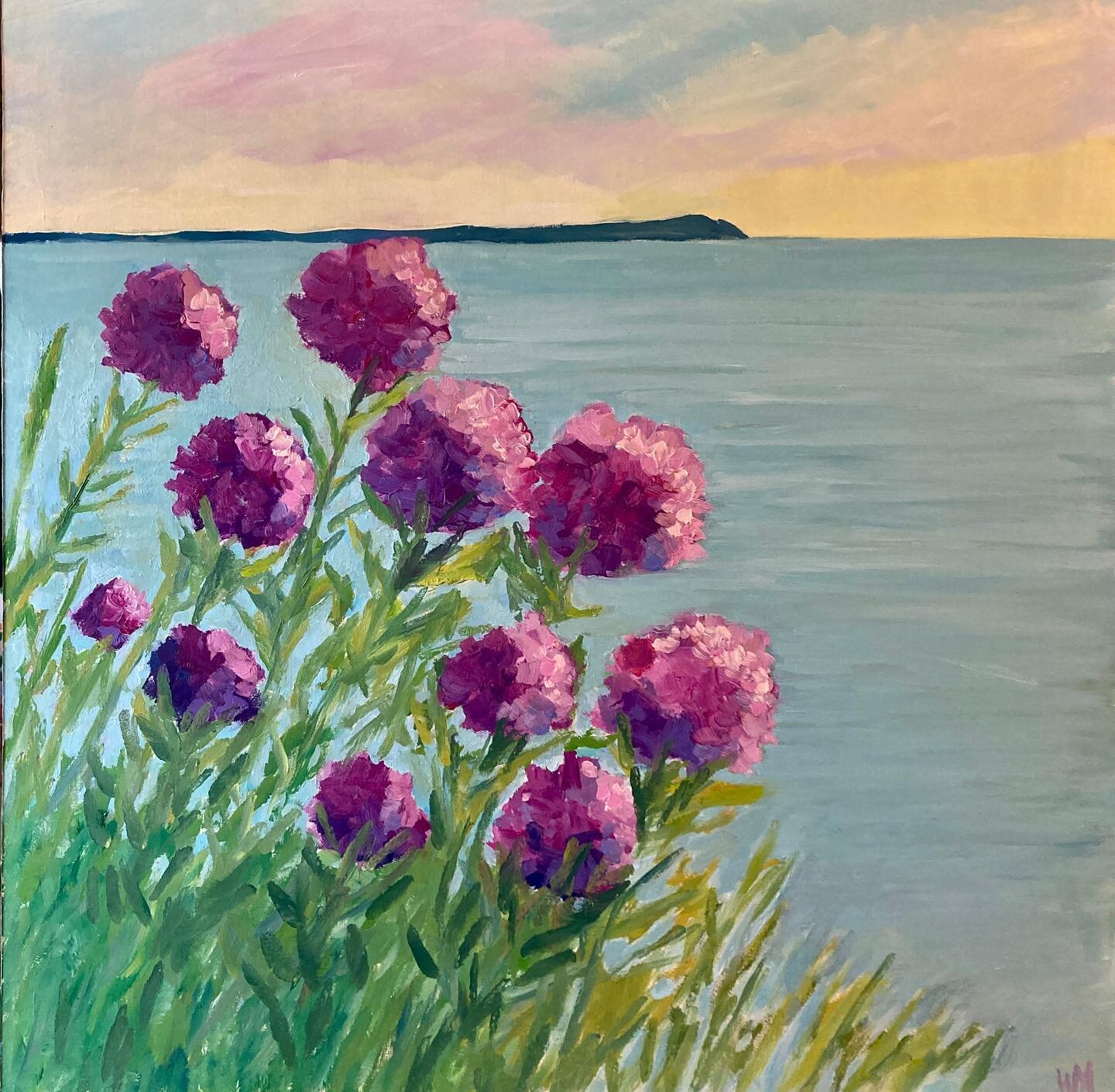 Long ago she nestled 
the seeds of wild plhox 
each summer they raise 
Their heads and look upon 
The lake and dunes 
A reminder of her to all the
Children that came after

Phlox at the lake
20x20
Oil on cradled birch

#michiganwomanartists
#glenarbo