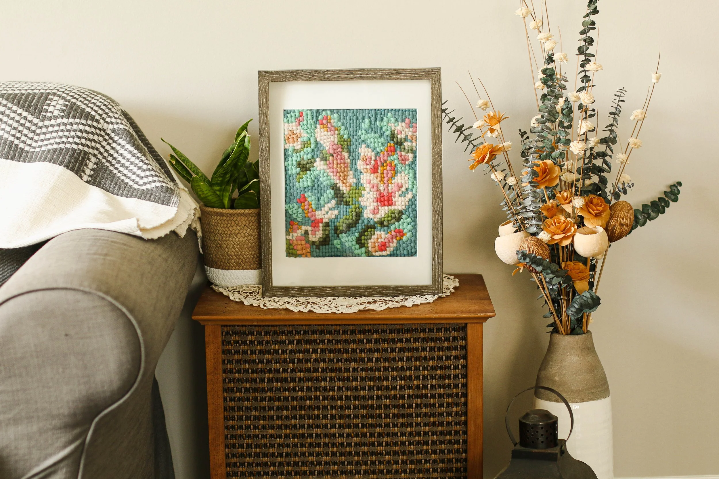 Hibiscus - Framed Woven Cross Stitch