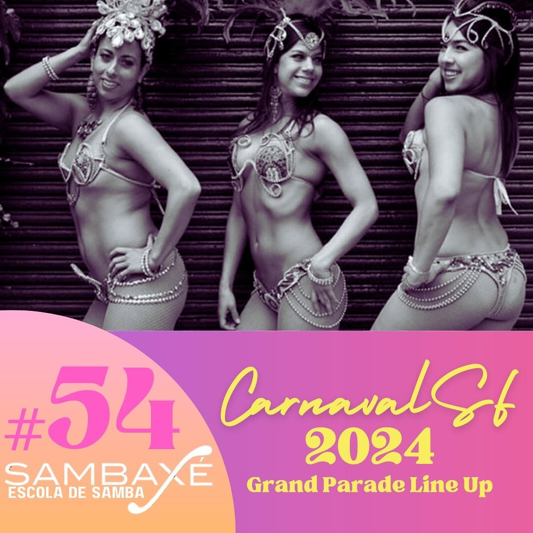 Sambax&eacute; is #54 in the 
Carnaval San Francisco 
2024 Grand Parade Line Up!
.
54 #CarnavalSF2024
.
we absolutely can&rsquo;t wait to celebrate the magic of Carnaval SF with you! Viva La Misi&oacute;n! Viva la cultura! 
.
So much love is put into