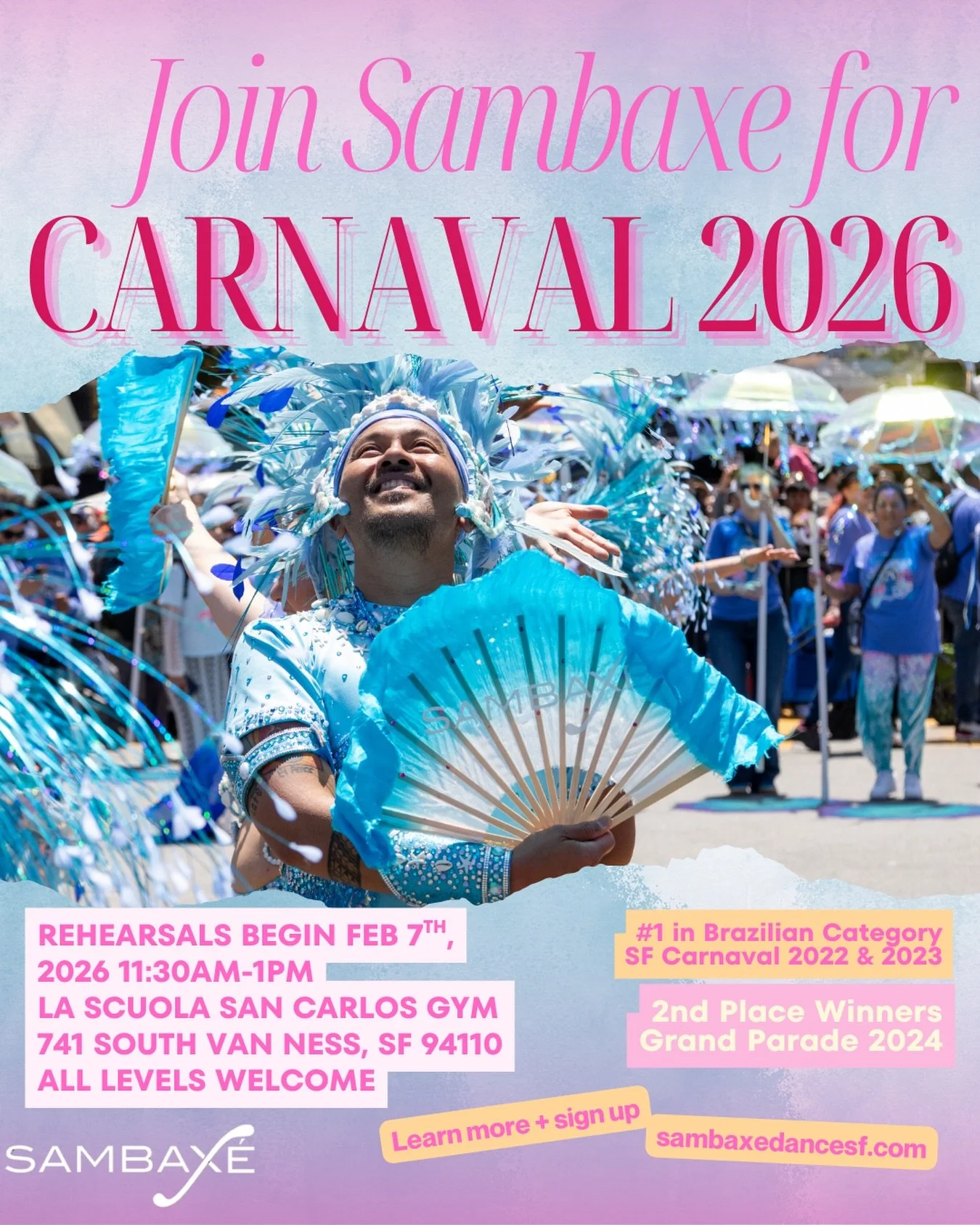 Today is the day🤩🤩 We kick off Samba Carnaval parade practices TODAY! If you&rsquo;ve been meaning to join us, now&rsquo;s the time and don&rsquo;t forget to register if you haven&rsquo;t already🥰 Link in bio!

🤩Rehearsals on Saturdays
⏰11:30am-1