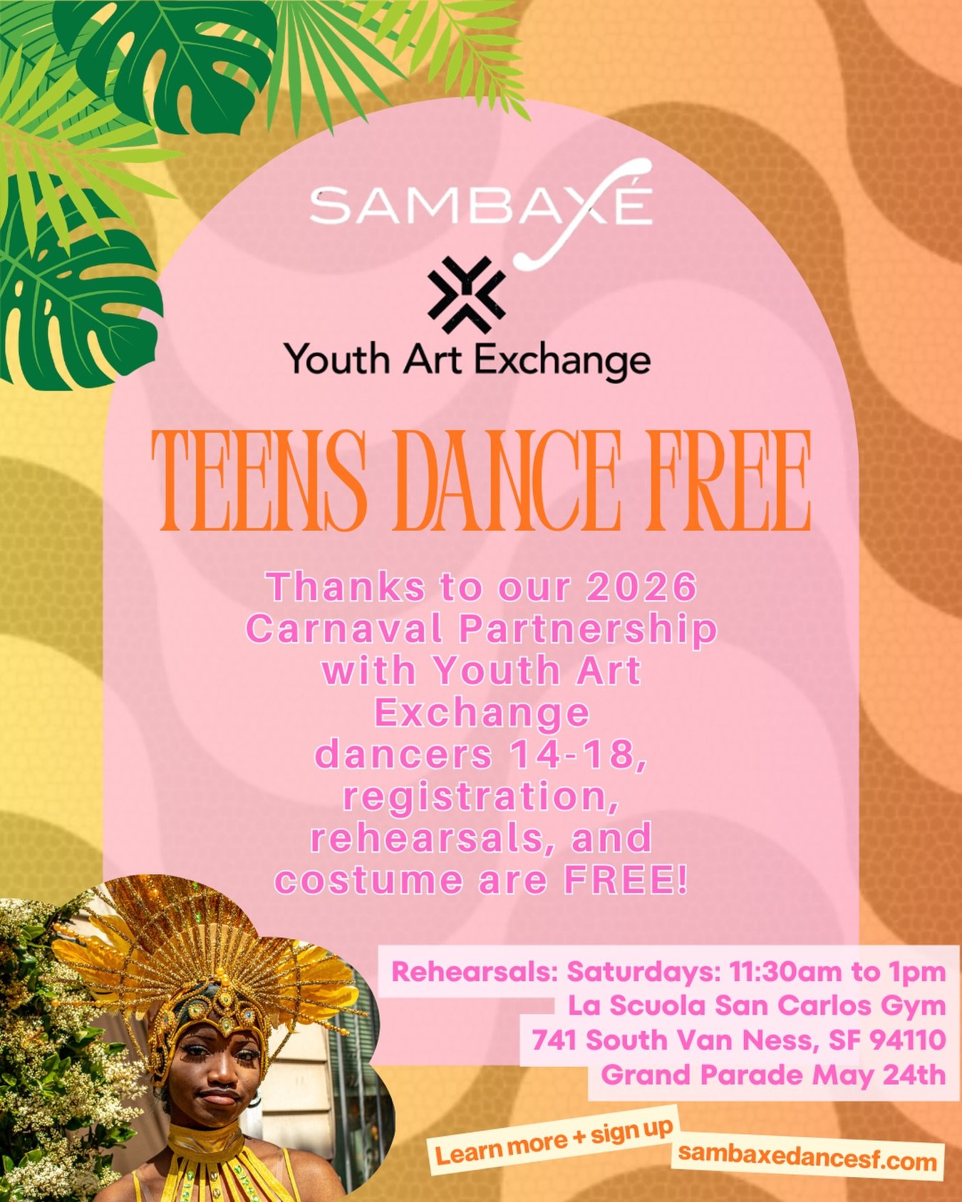 We are so excited to announce the news! Thanks to our 2026 Carnaval Partnership with Youth Art Exchange, dancers 14-18, registration, rehearsals, and costume are completely FREE! 🥳🤩

✨Carnaval 2026 Registration is Open now✨ Find the registration li