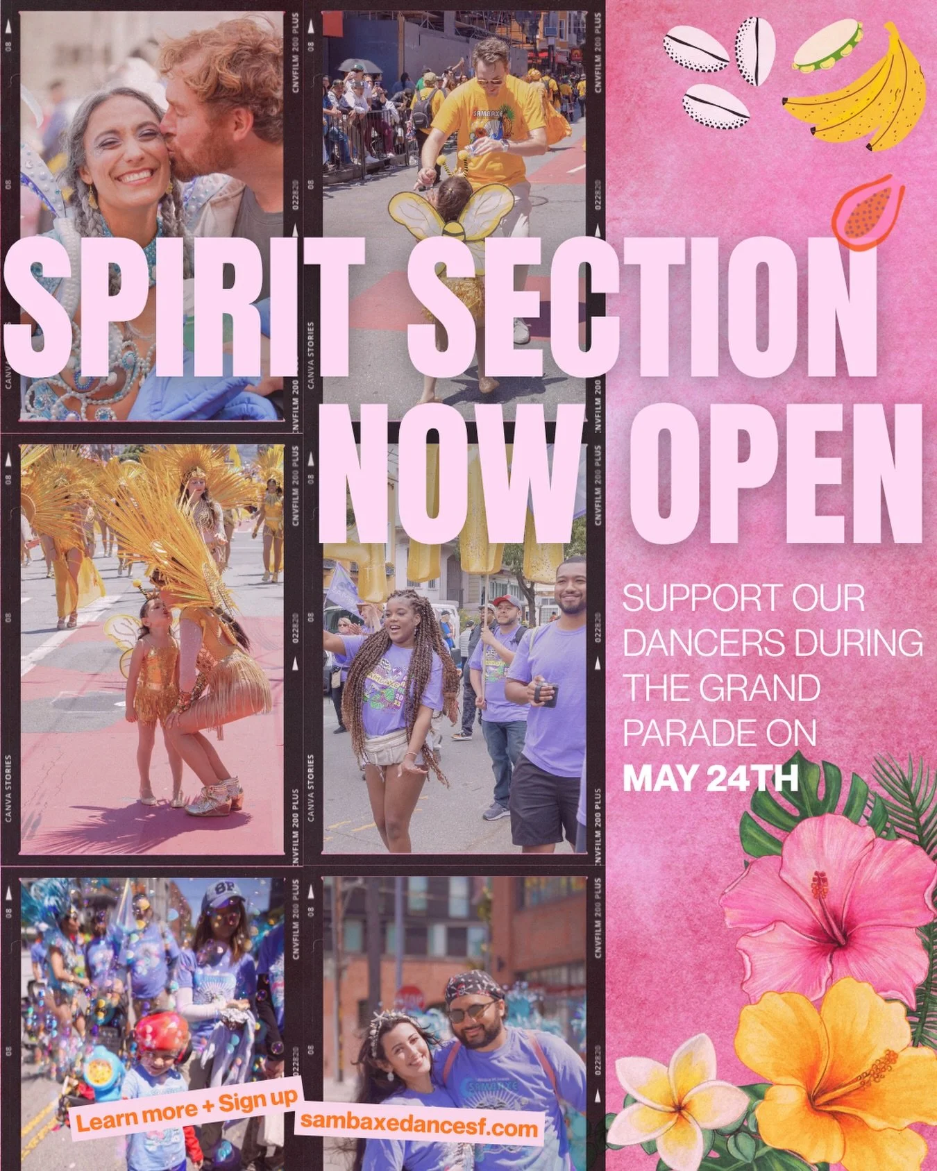 ✨Spirit Section I snow open✨ Without our family and friends we would be nothing! We need your energy as we parade down Mission Street 🥰 Help us this 2026 Carnaval season and join our Spirit section🤩 

✨Sign up and get your Sambax&eacute; Spirt Sect