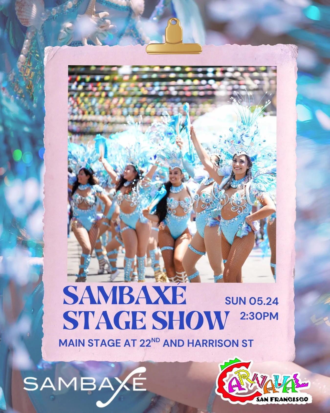We&rsquo;re performing✨✨ Come see us at the Main Stage on 22nd and Harrison at 2:30pm on Sunday May 24th🤩 

Sambax&eacute; will be #50 at the San Francisco Grand Carnaval Parade✨ We look forward to seeing you on May 24th🩷💚

Carnaval San Francisco!