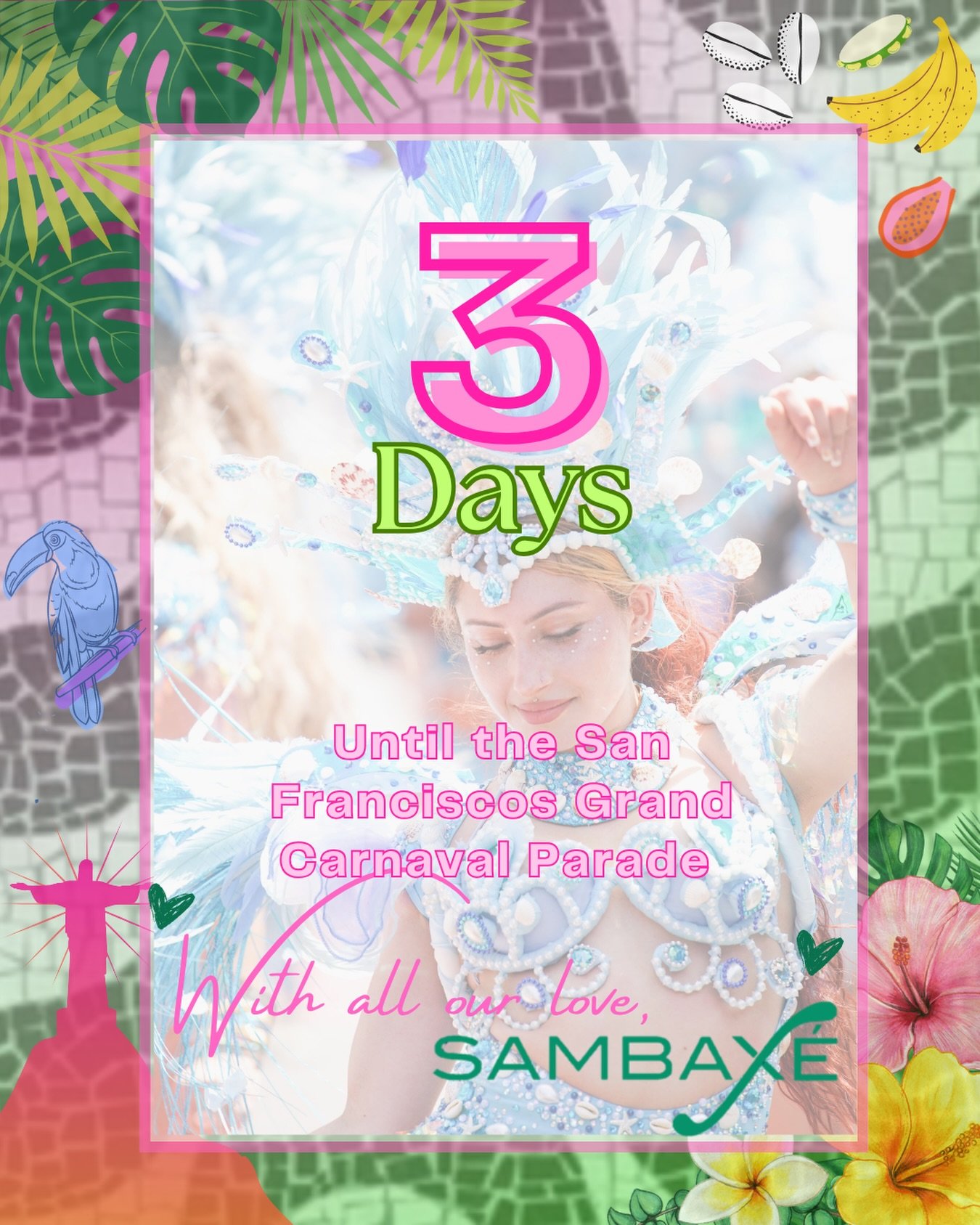 See you on Mission st🥳 3 Days until the San Francisco Grand Carnaval Parade✨

Sambax&eacute; will be #50 at the San Francisco Grand Carnaval Parade✨ We look forward to seeing you on May 24th🩷💚

Carnaval San Francisco! Memorial Day Weekend: Sunday,