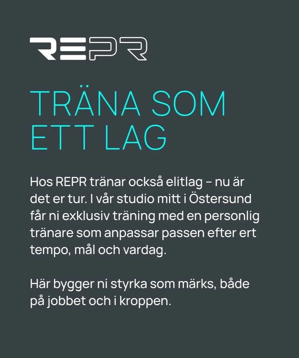 En reklamtavla för REPR som erbjuder personlig träning för elitlag i Östersund.