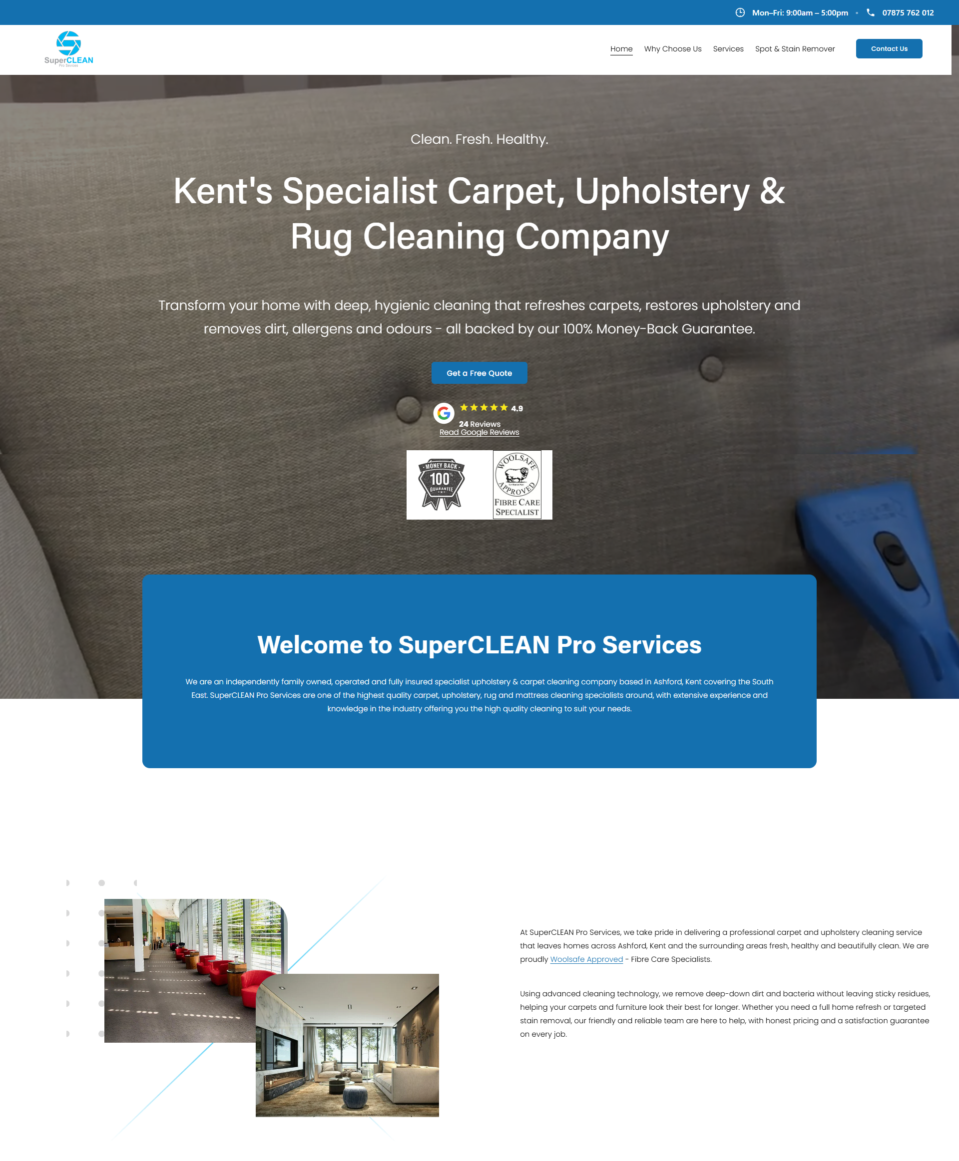 SuperCLEAN Pro Services<span id="portfolioCategory"><br> Carpet & Upholstery Cleaners</span>