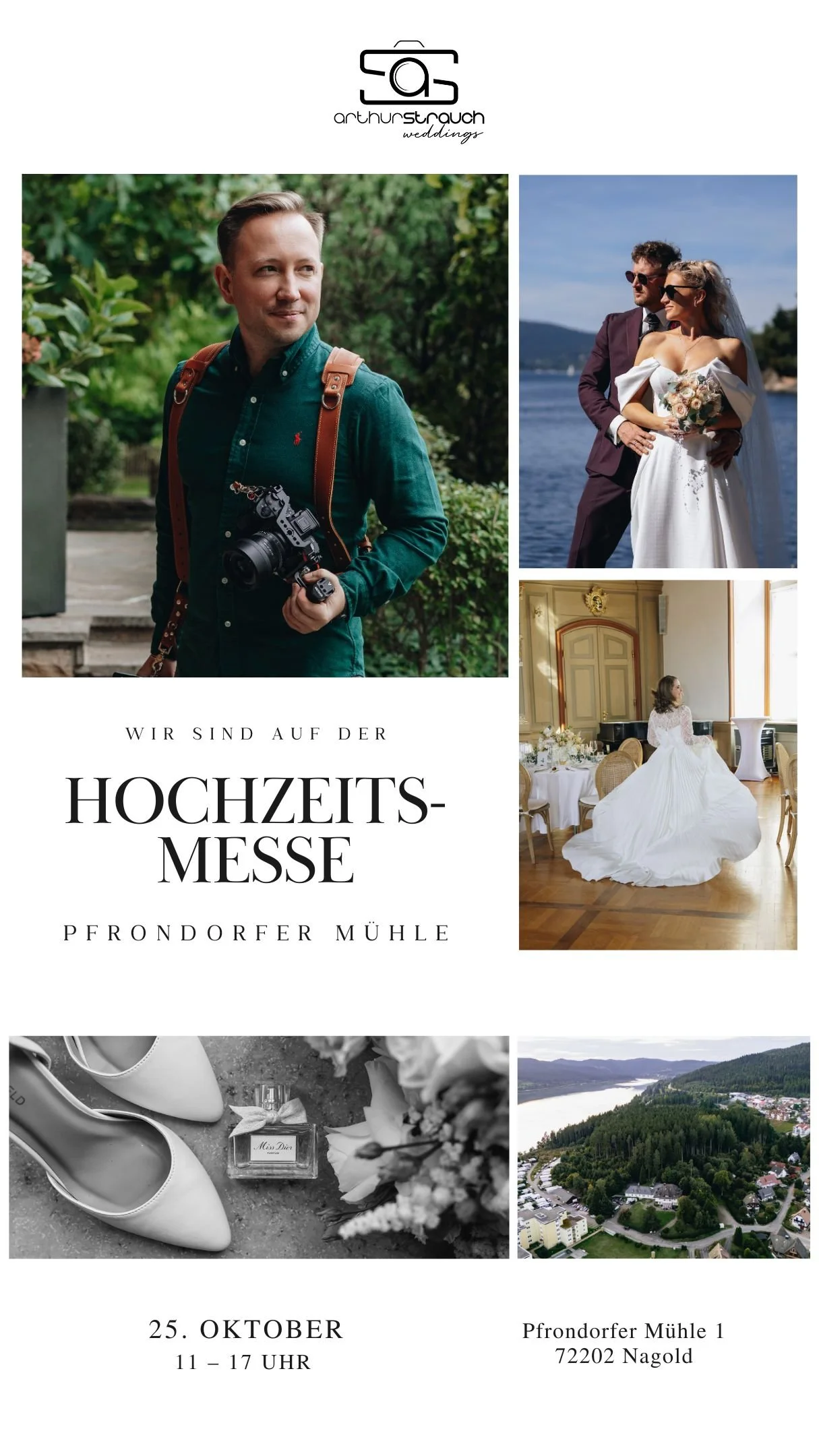 Arthur Strauch Weddings Hochzeitsmesse Pfrondorfer Mühle am 25. Oktober 2026