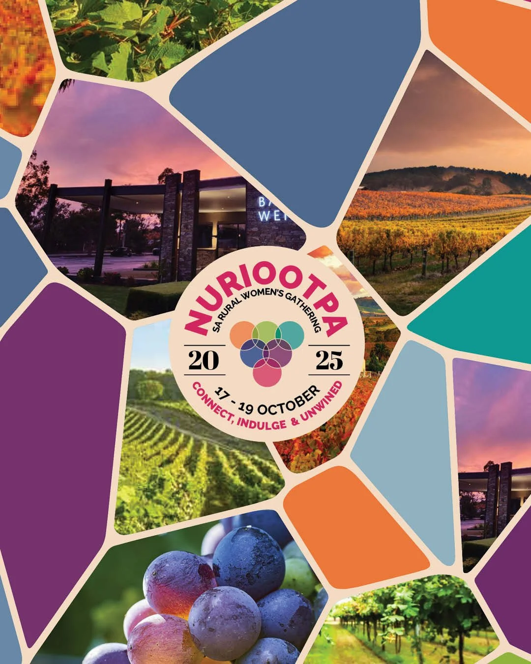 I'm pleased to share the visual identity and branding created for the SA Rural Women's Gathering - Nuriootpa 2025, with the event set to take place this October.

Here's a little insight to the meaning behind the visuals...

At the heart of the logo 