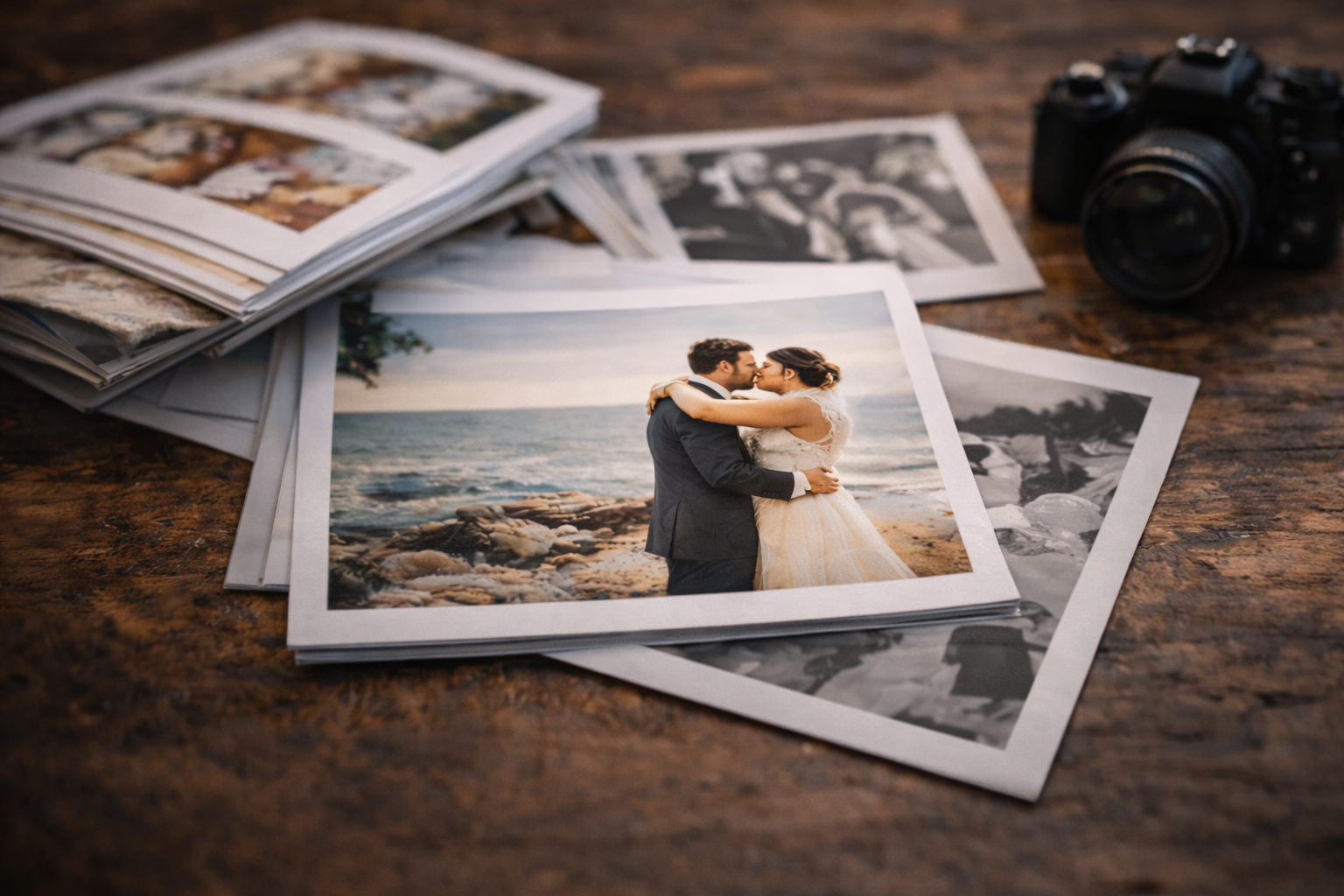 Photo de mariage au bord de l'océan