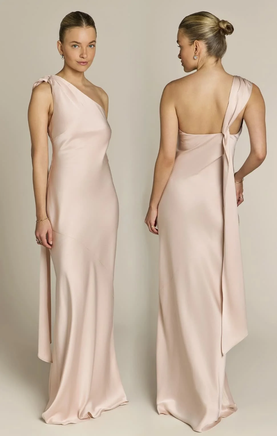 Raye one shoulder | £149 | Available in olive, forest, sage, champagne, caramel and chocolate.