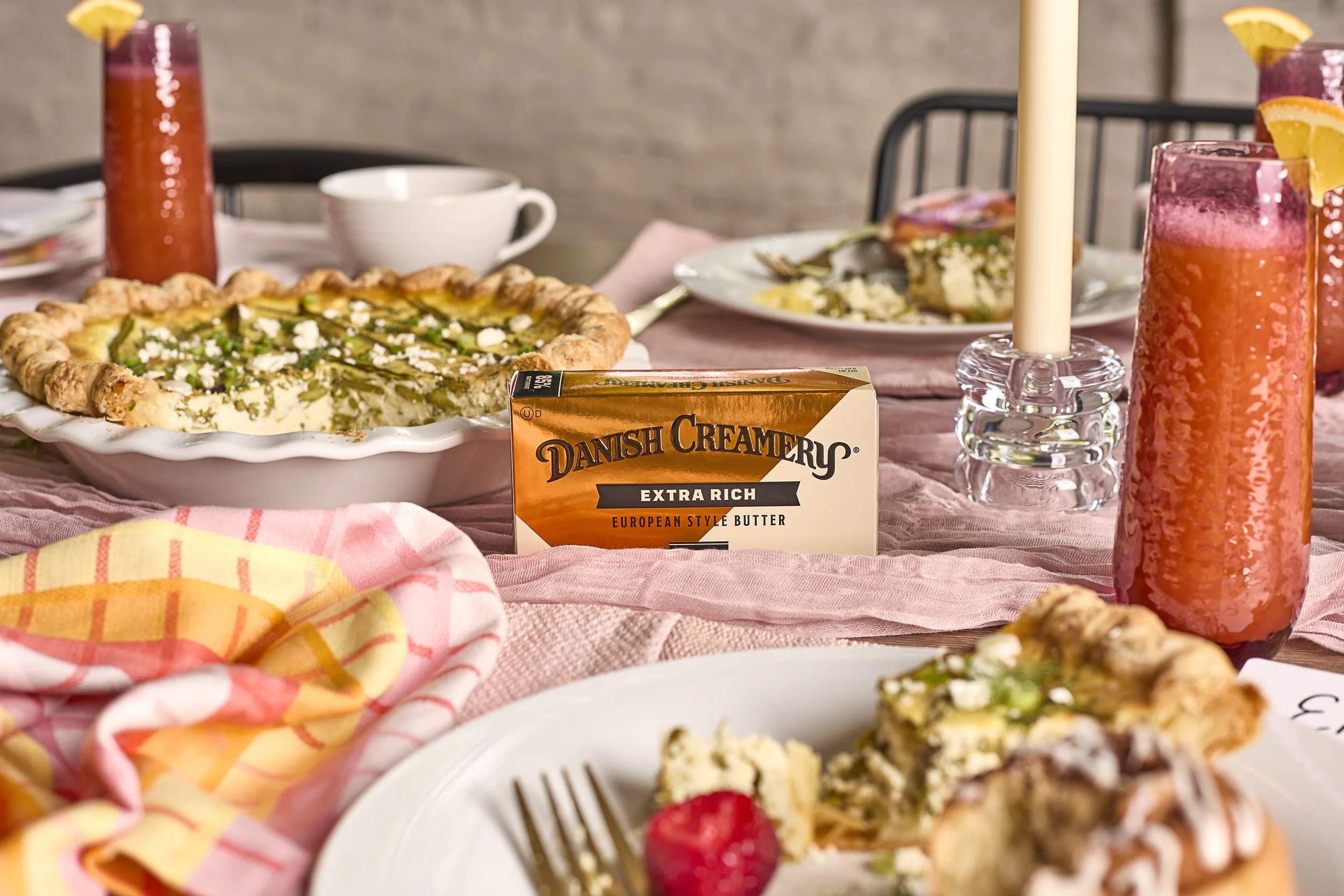 Danish Creamery butter on a table set for brunch