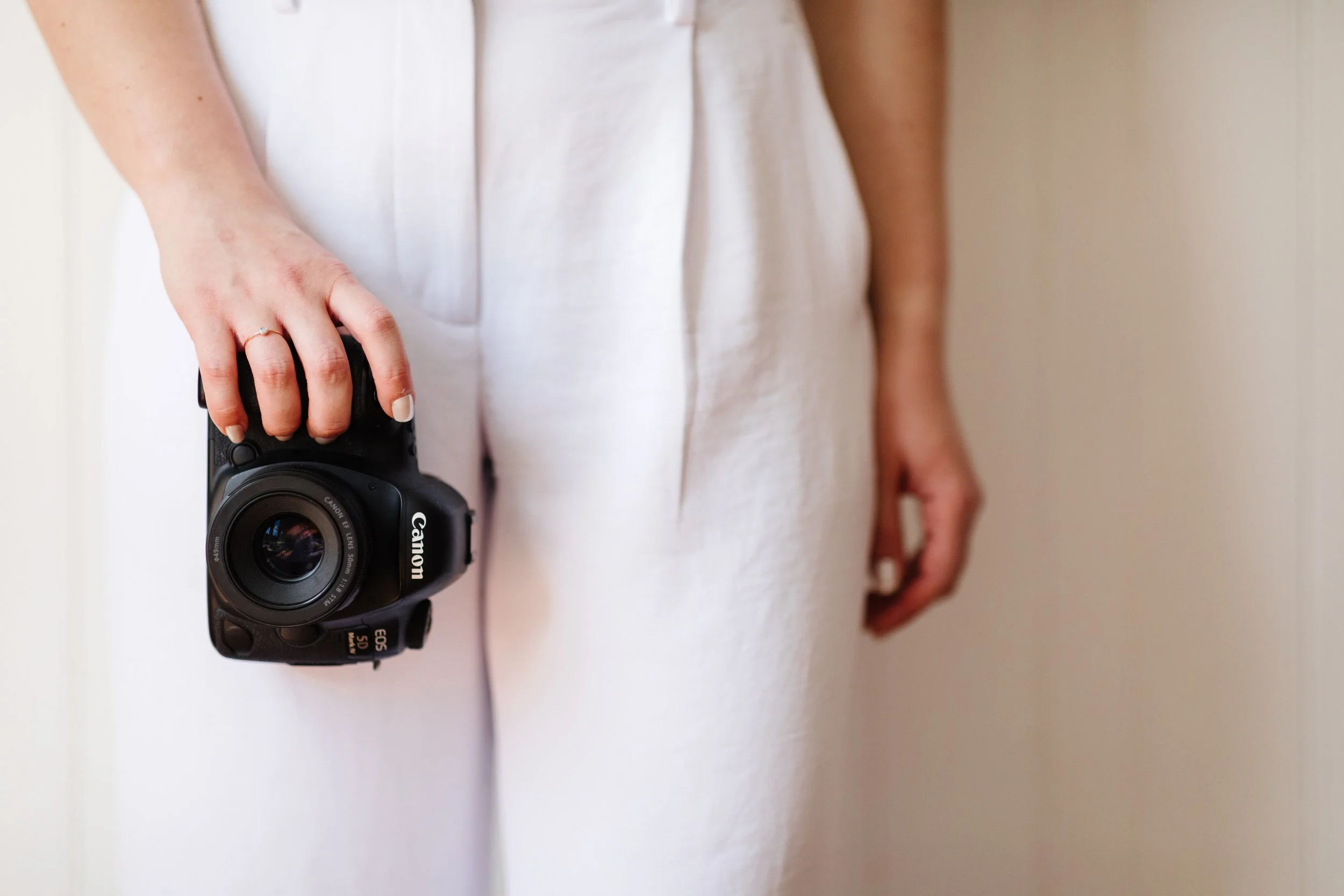 Hand holding a Canon 5D Mark IV