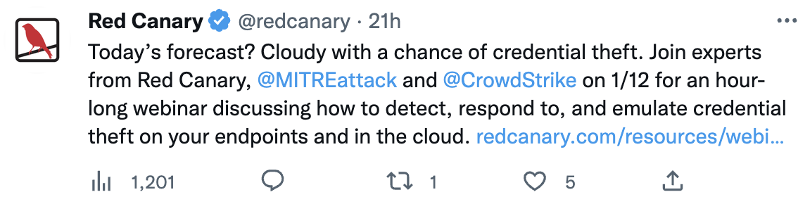 Social copy drafted for company Twitter acct