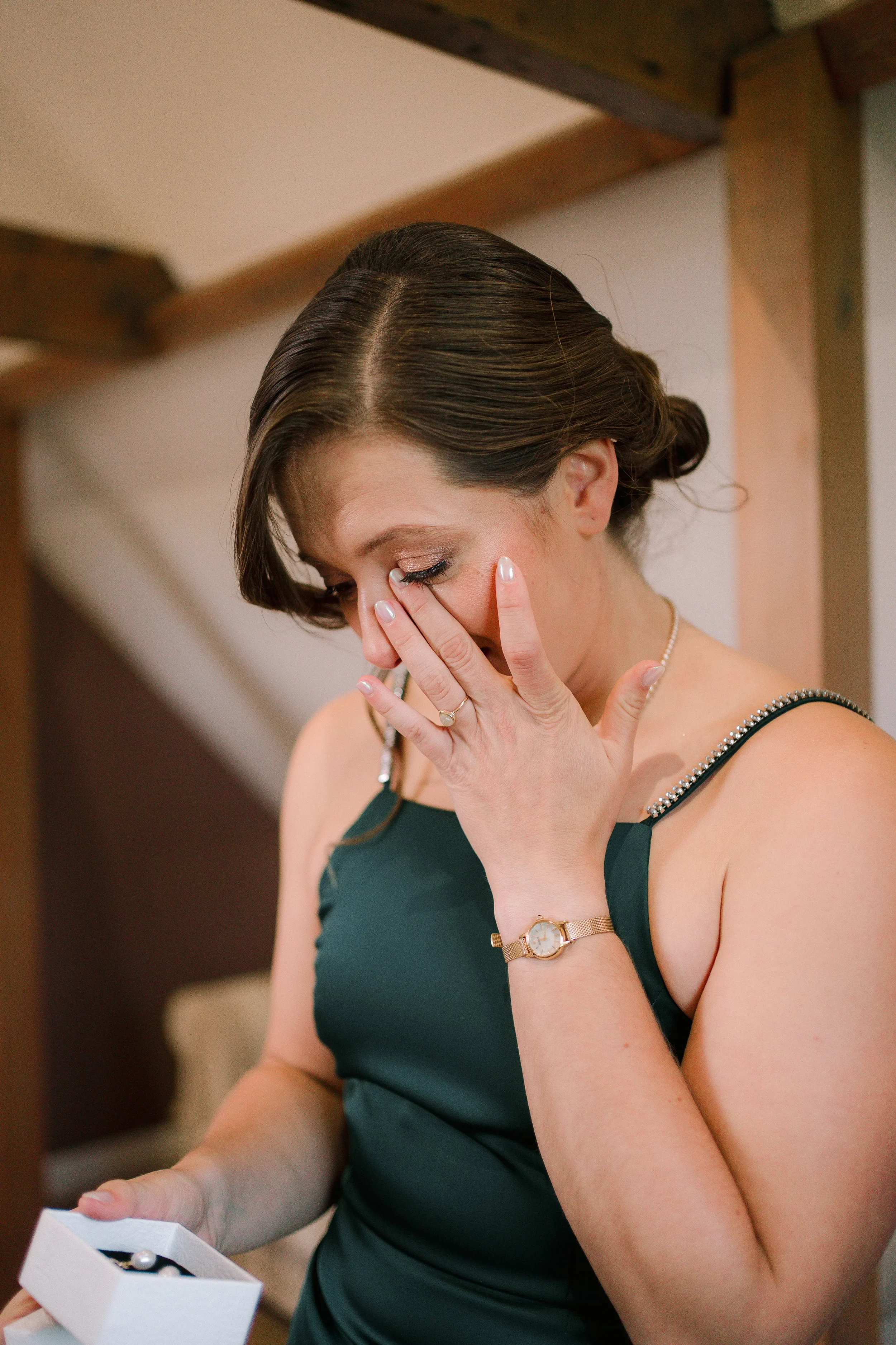 Bridesmaids receiving gifts