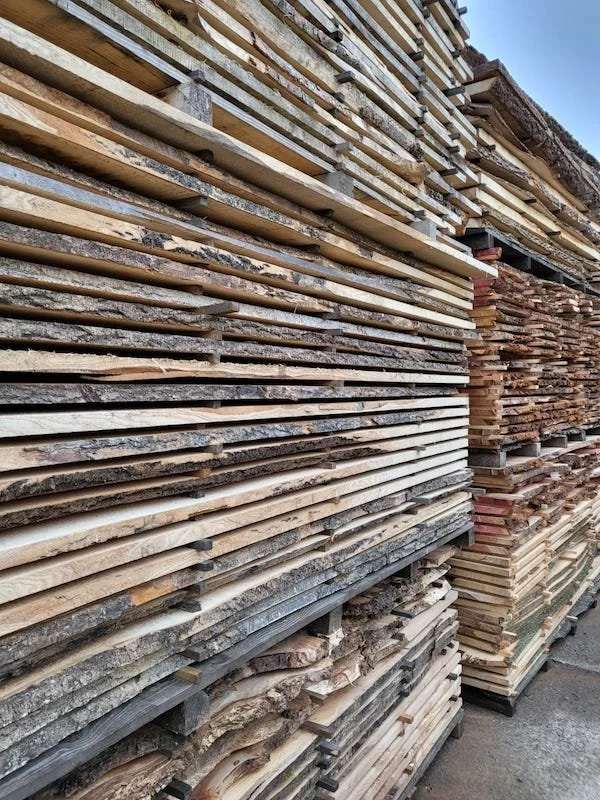 Sawn hardwoods air drying in stacks