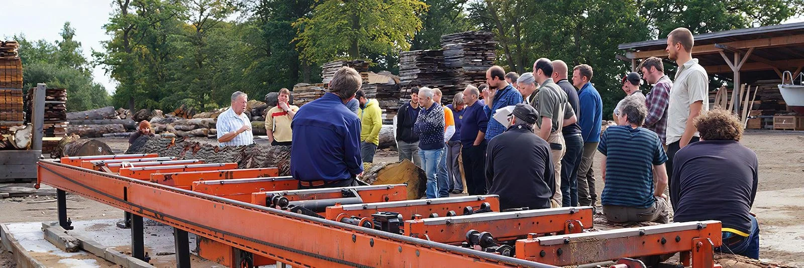 ASHS members attending an ASHS training event at Scottish Wood sawmill