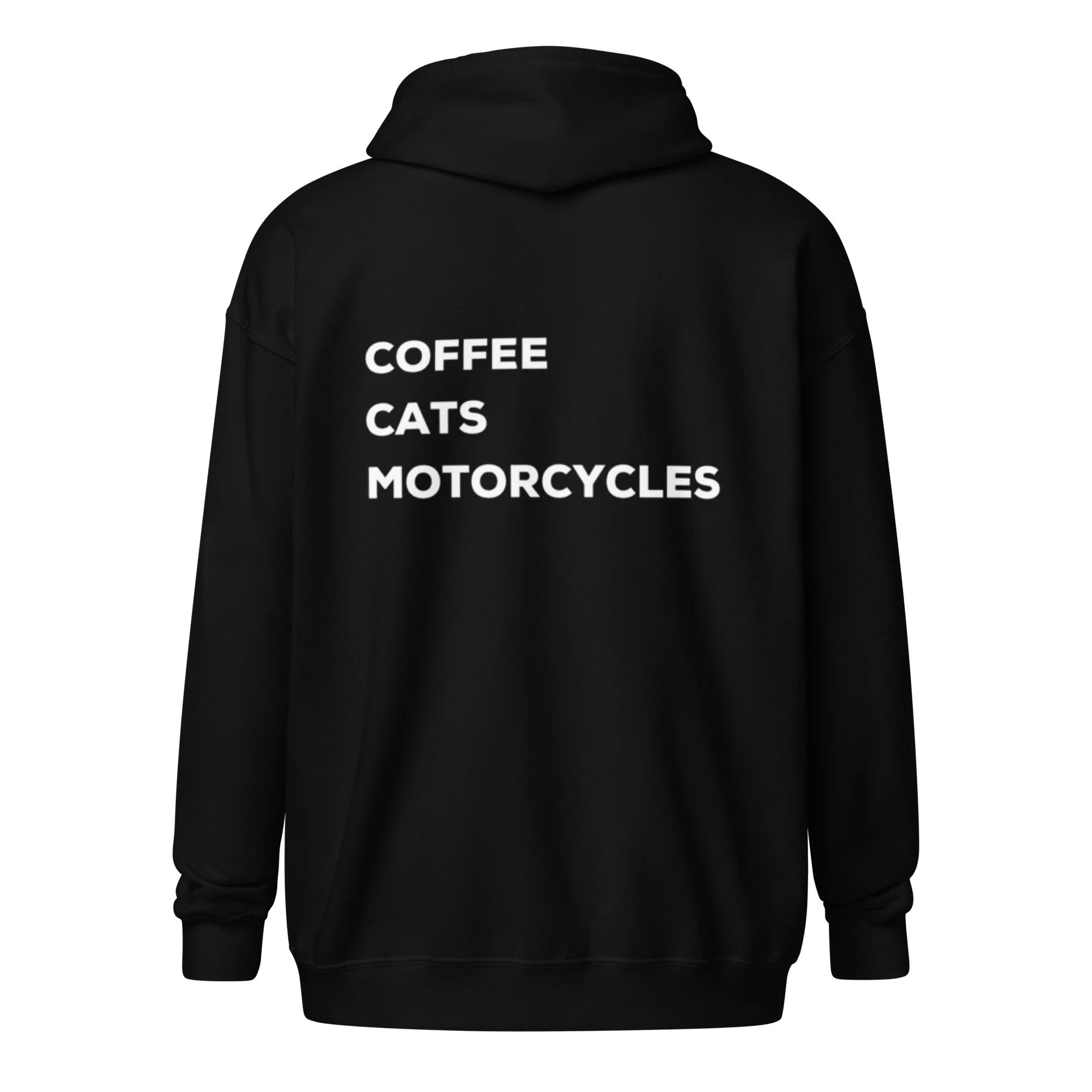 Coffee/Cats/Moto Zip-Up Hoodie