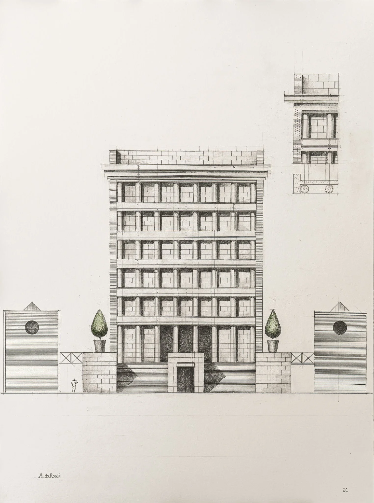  Hotel Il Palazzo, Fukuoka, Japan   Architectural Sketch by Elena Kochetkova, 2024   In 2024, as part of her acclaimed series of large-scale sketches celebrating the world’s greatest architectural masterpieces, Elena Kochetkova created this precise 