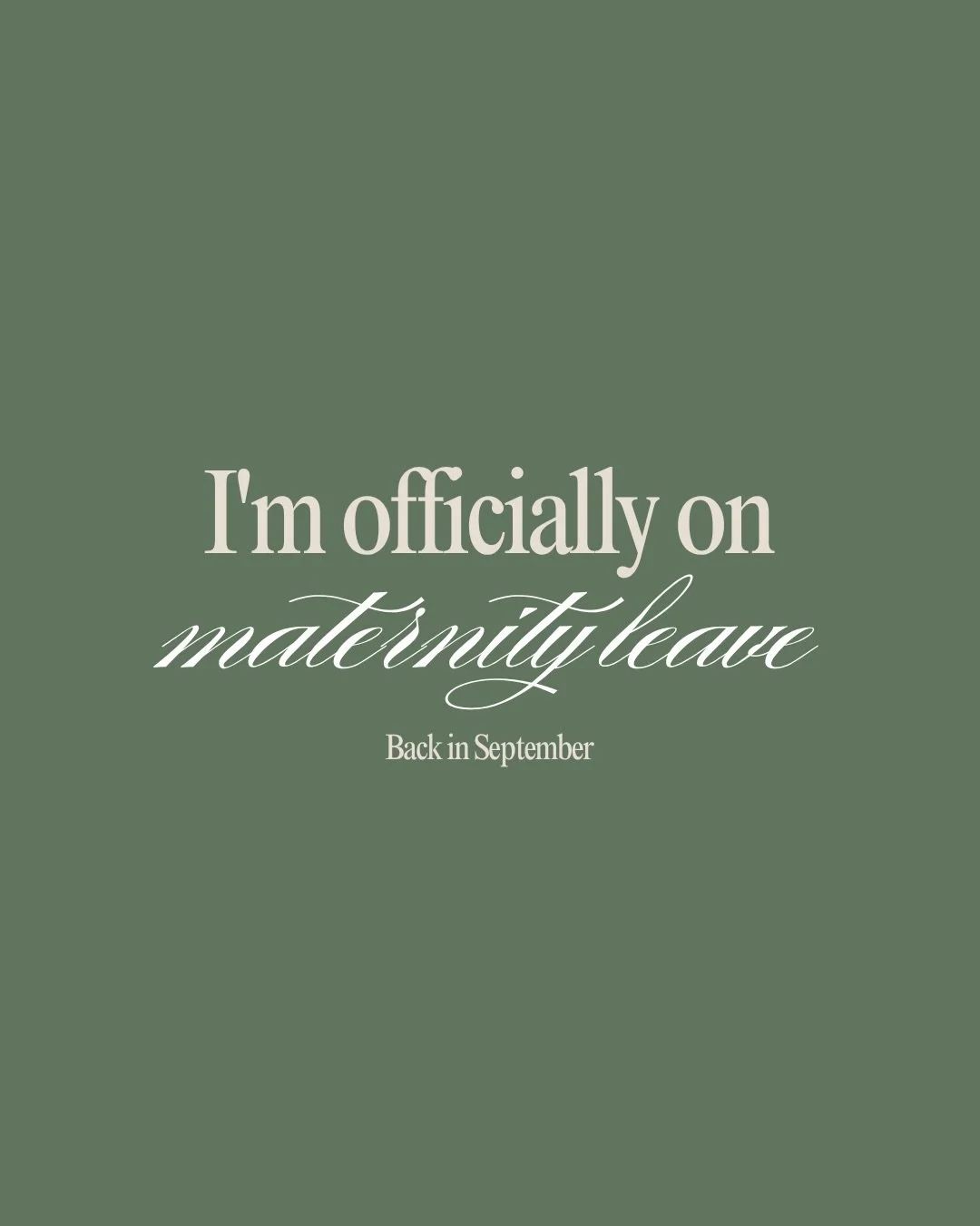 This is it. I&rsquo;m officially on mat leave 😌

I have spent the last few months pivoting my business, building a new content strategy, and filming more than I ever have before. All so I can step away properly and actually be present for this next 