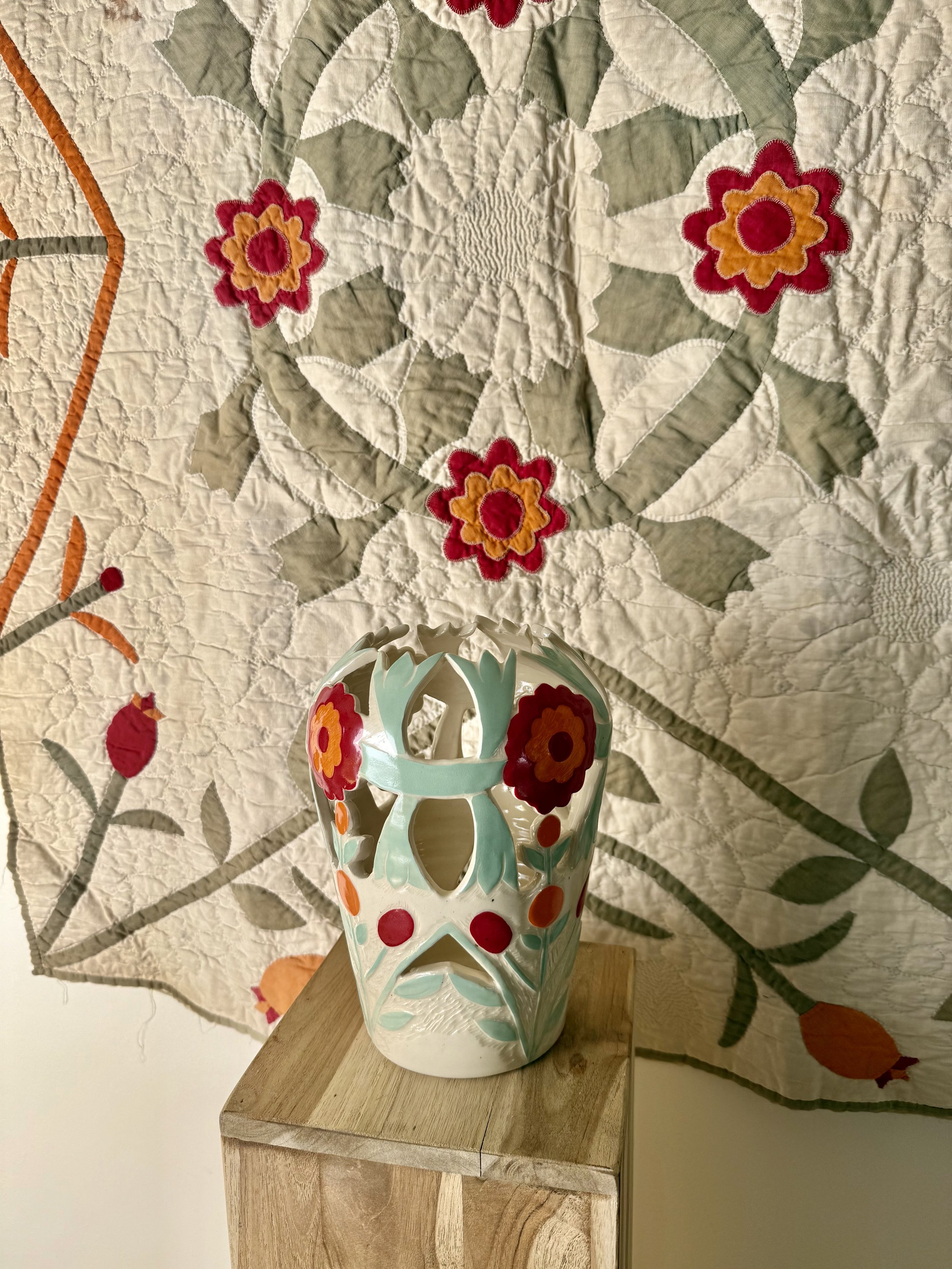 Rose of Sharon Quilt by Sarah Gardener-Carpenter (my great great grandma) Rose of Sharon Quilt Ceramic Luminary 2026