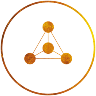 Geometric drawing of an outline square with sections divided by vertical, horizontal, and circle lines.
