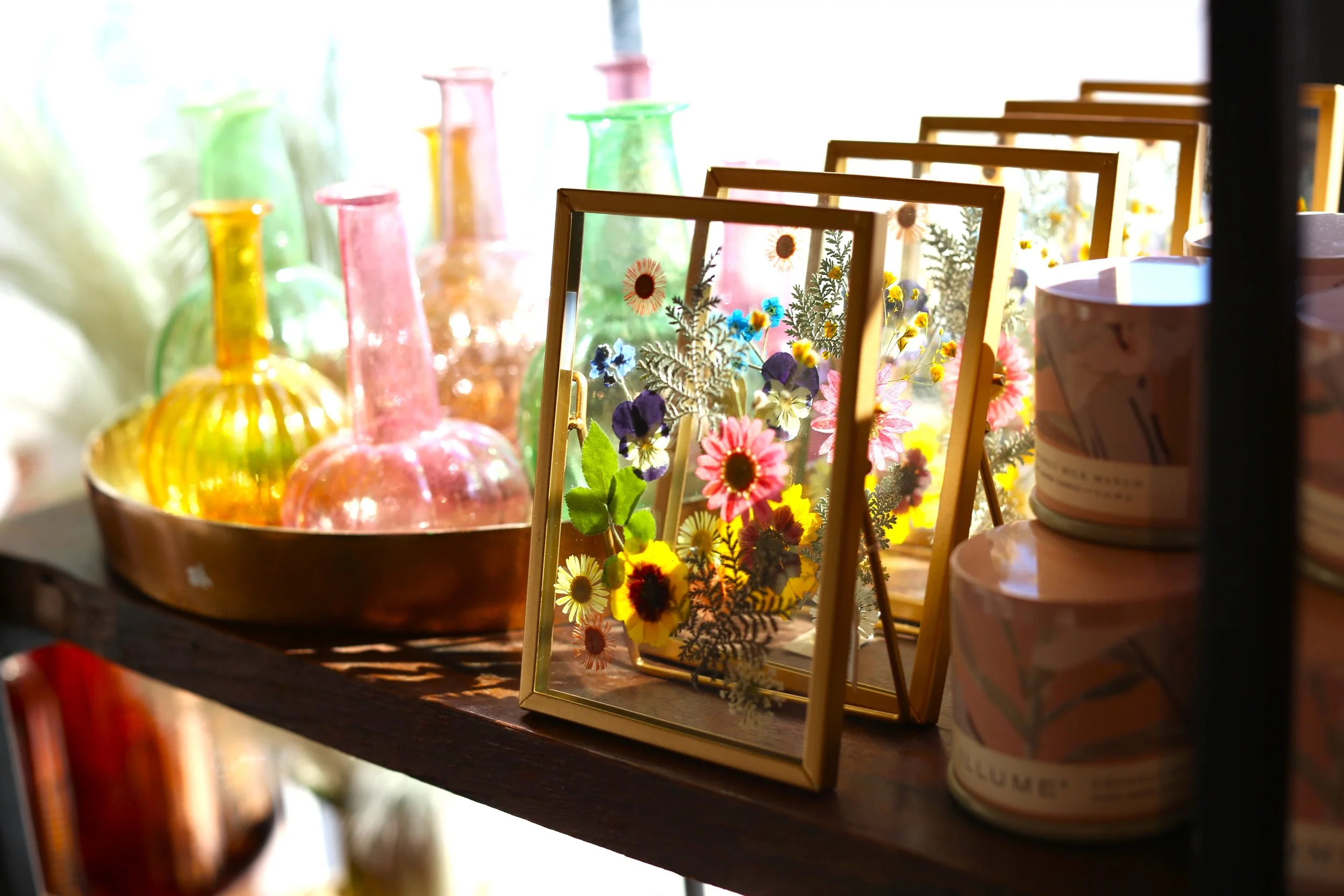 flower frame and candles