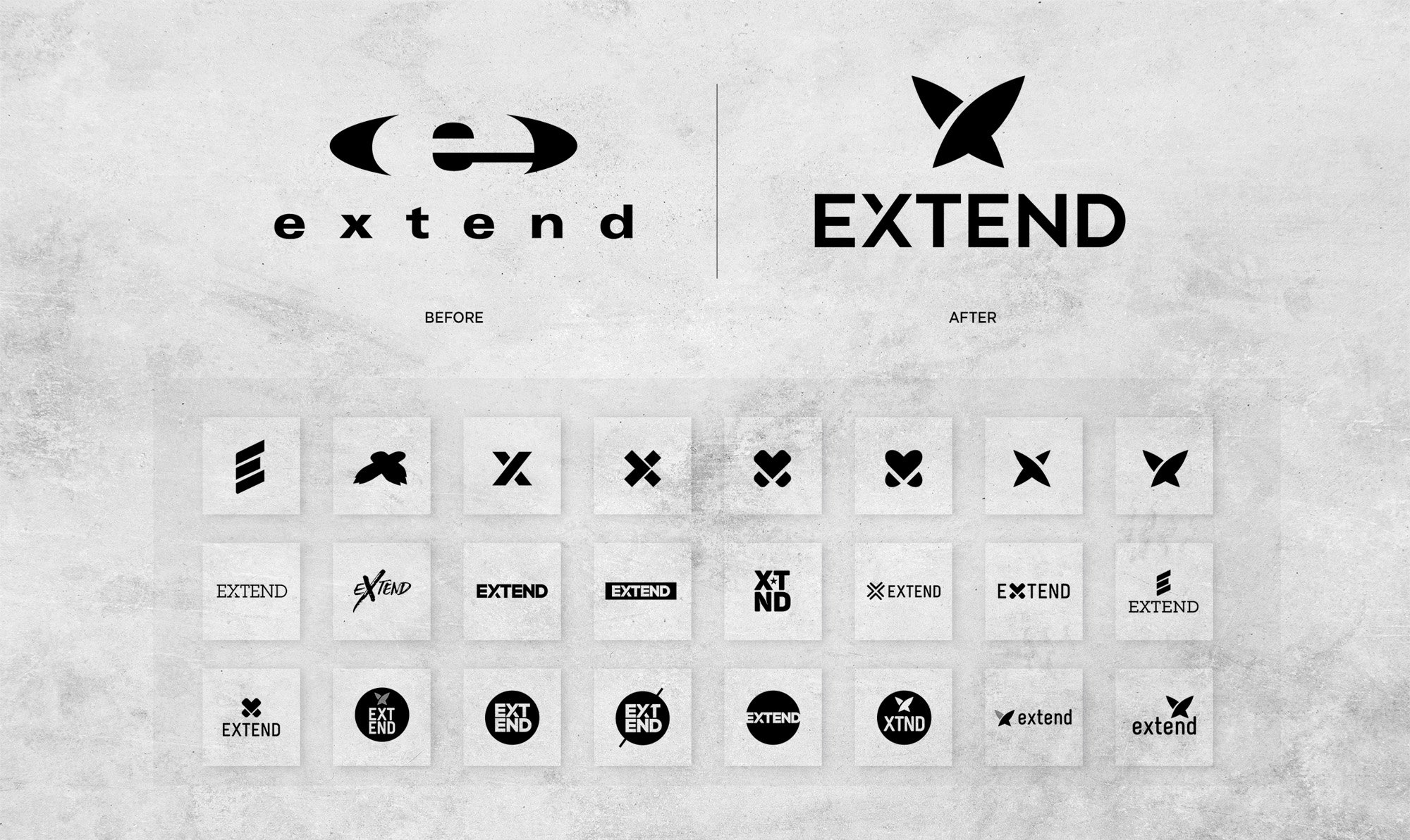 Esquisses du logo Extend