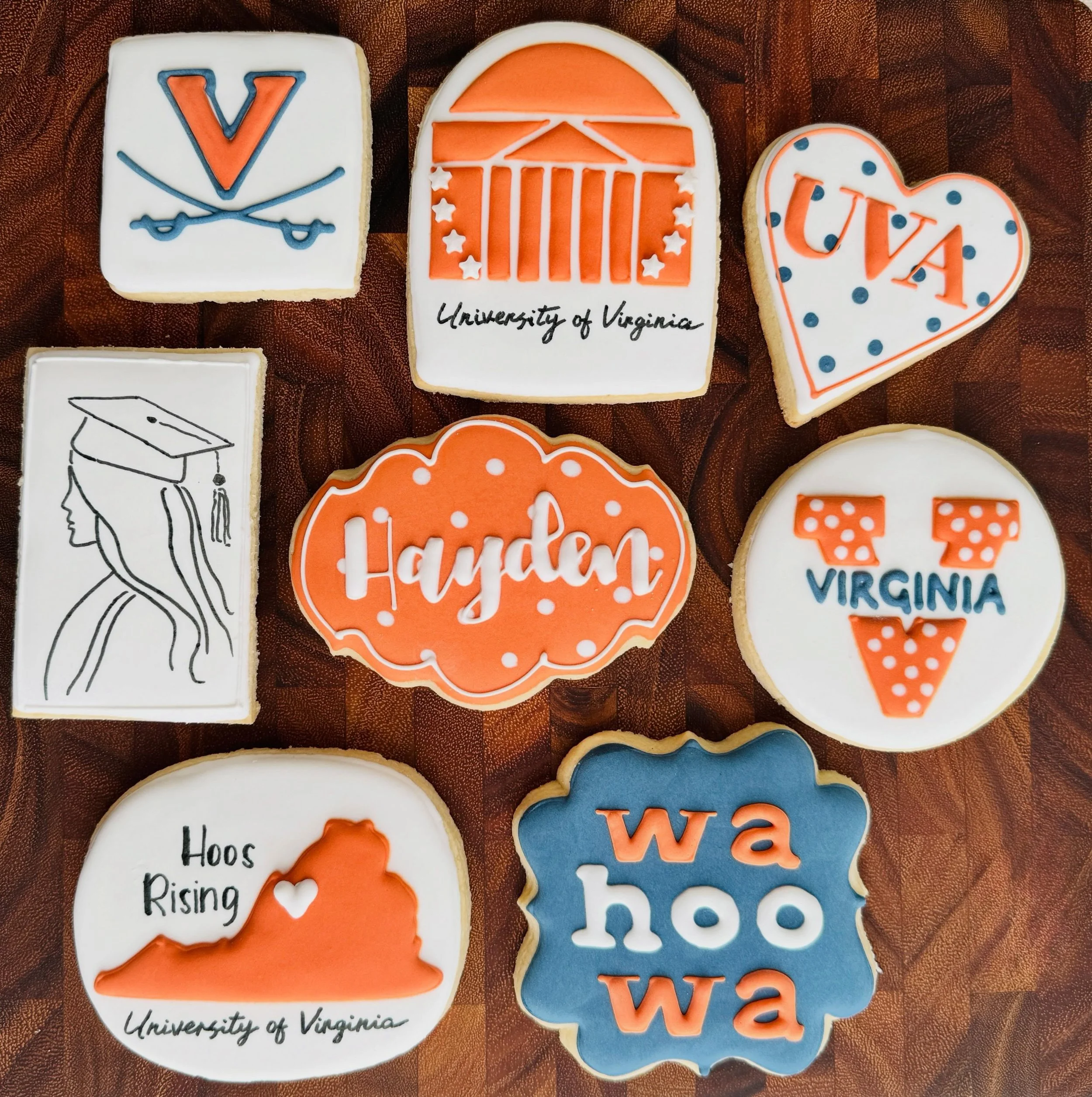 Congratulations to Hayden on graduation and your next adventure at UVA! 🧡💙

#saltedsweetsbykeely
#woodstockgabaker
#localcookier
#ForTheLoveOfCookies
#RisingHoo