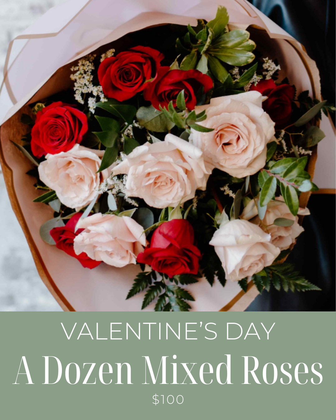 A Dozen Mixed Roses - Valentine's Bouquet