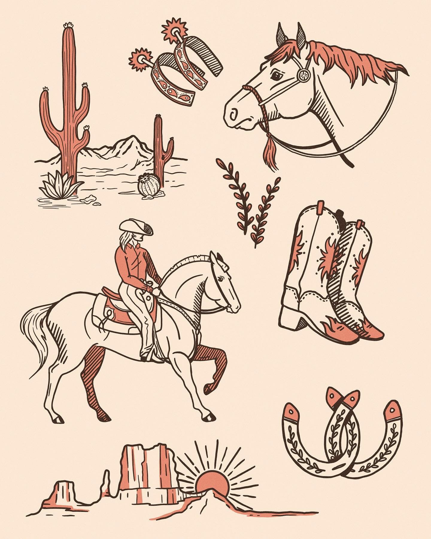Working on some illustration packs!! Of course I had to start with a western one :))