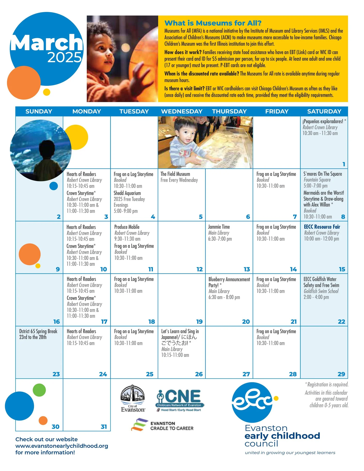Monthly Calendar Evanston Early Childhood Council
