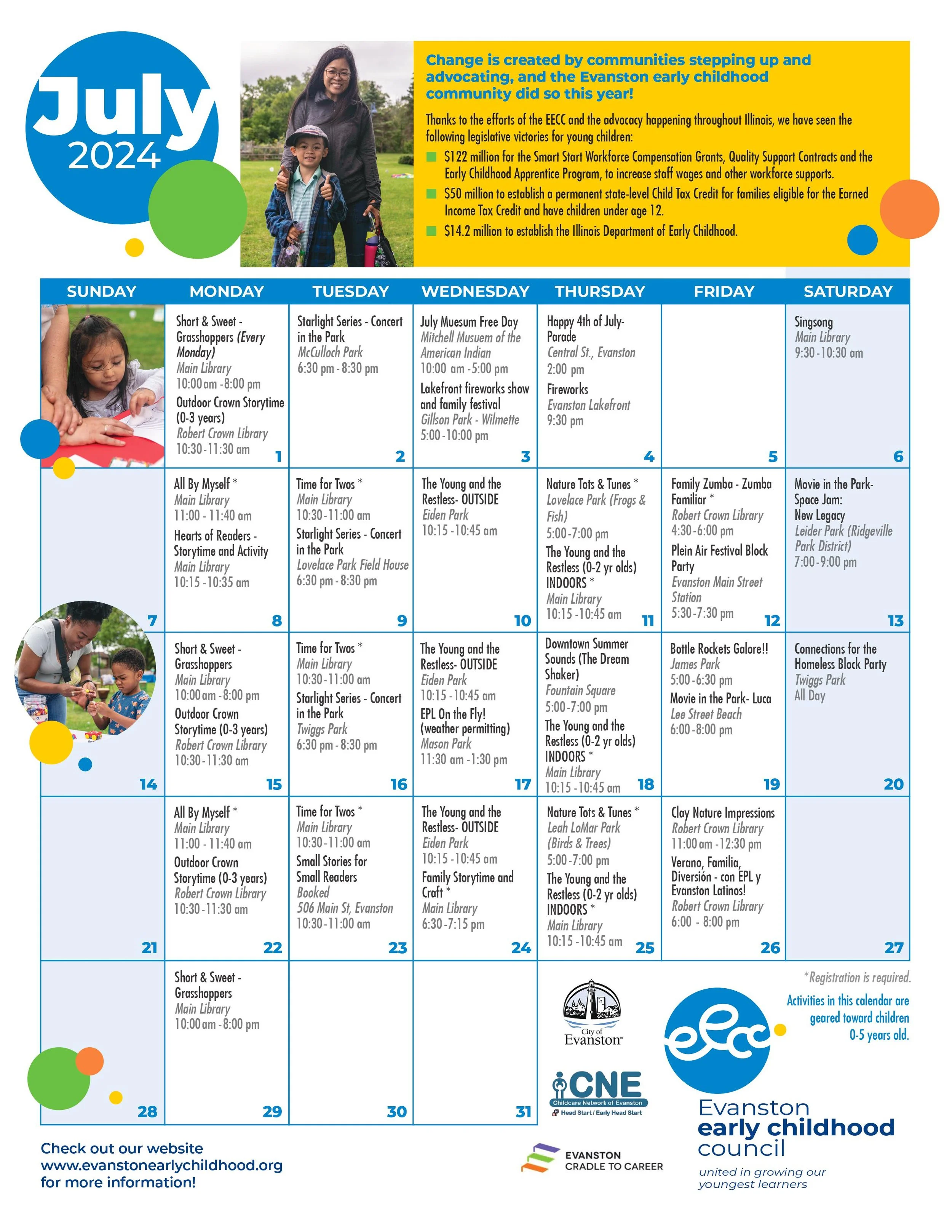 Monthly Calendar Evanston Early