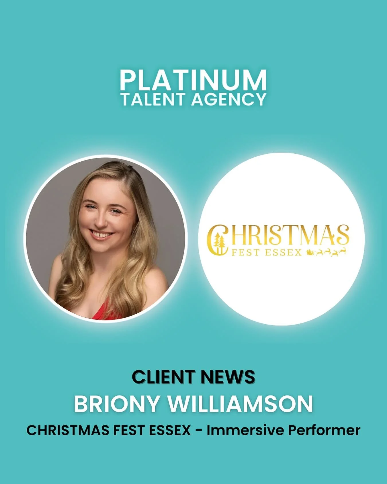 A huge well done to our client and Platinum Academy student, Briony Williamson! 🎉 Briony is setting off on her first professional job this December with Essex Christmas Fest ✨🎄We&rsquo;re so proud of you, Briony - this is just the beginning! 🌟