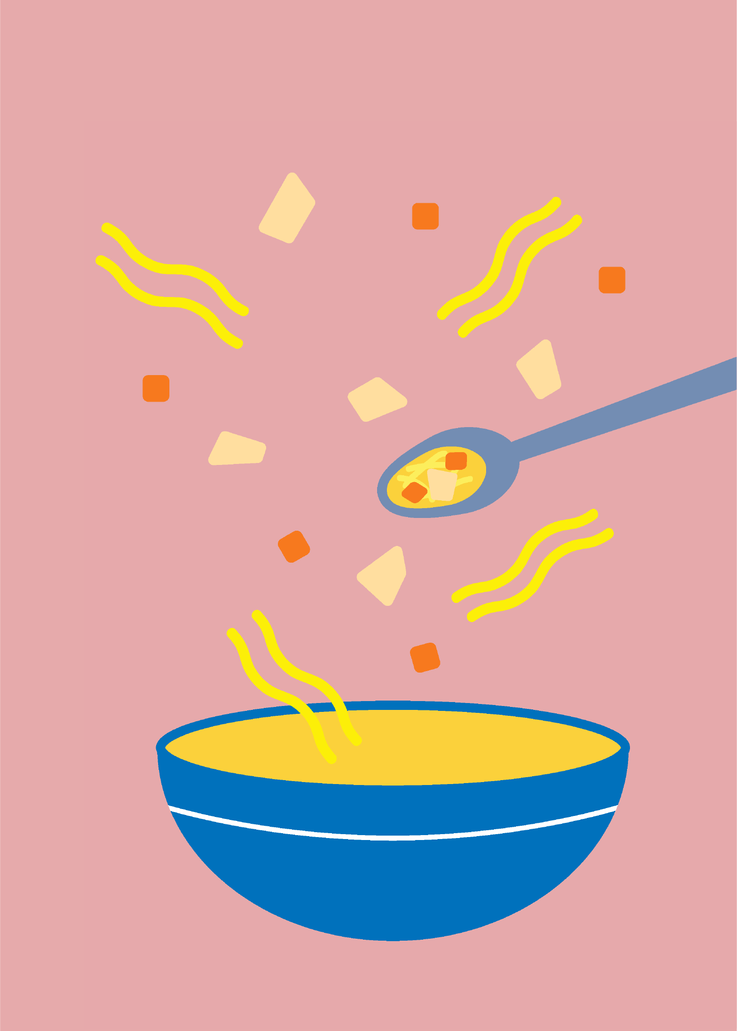 Chicken noodle soup illustration.