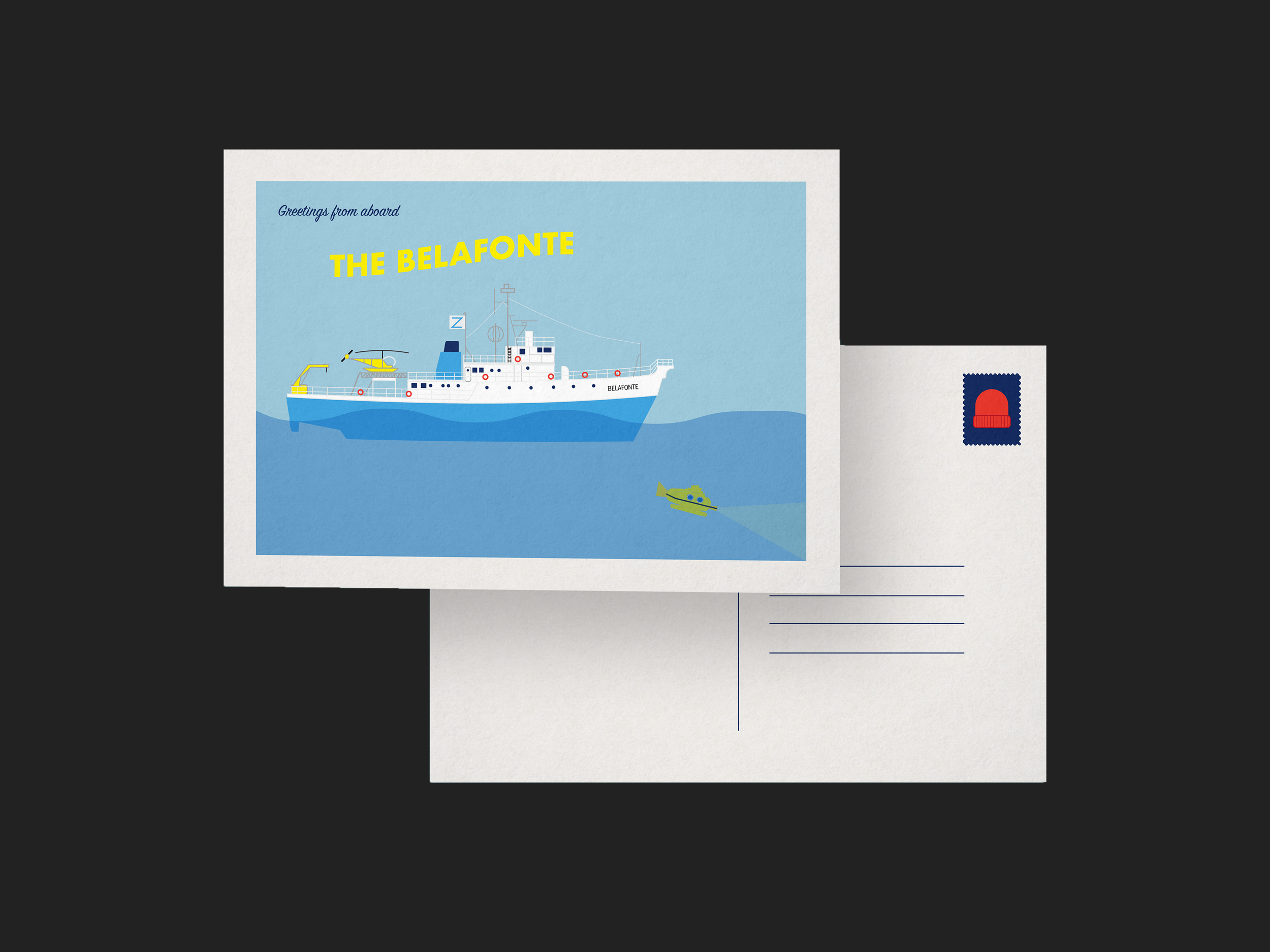 Postcard inspired by Wes Anderson's The Life Aquatic.