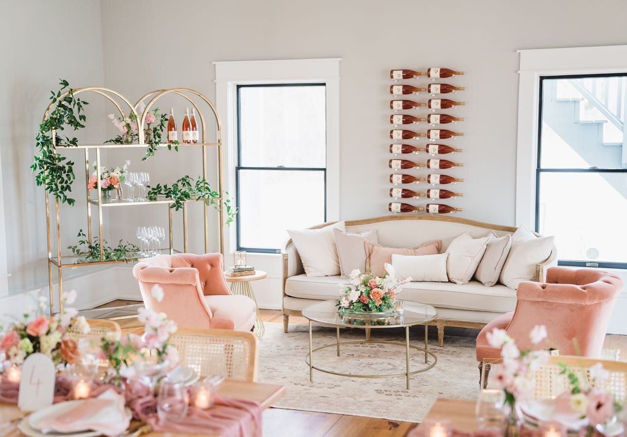Bridal shower lounge in the beautiful Wine Room at @meadowlark_northfork.  Think I might be a little in love with this setup 🥰. How do you like our new brass etagere, Mila?! I can&rsquo;t wait to style her this season!

Venue -&nbsp;@meadowlark_nort