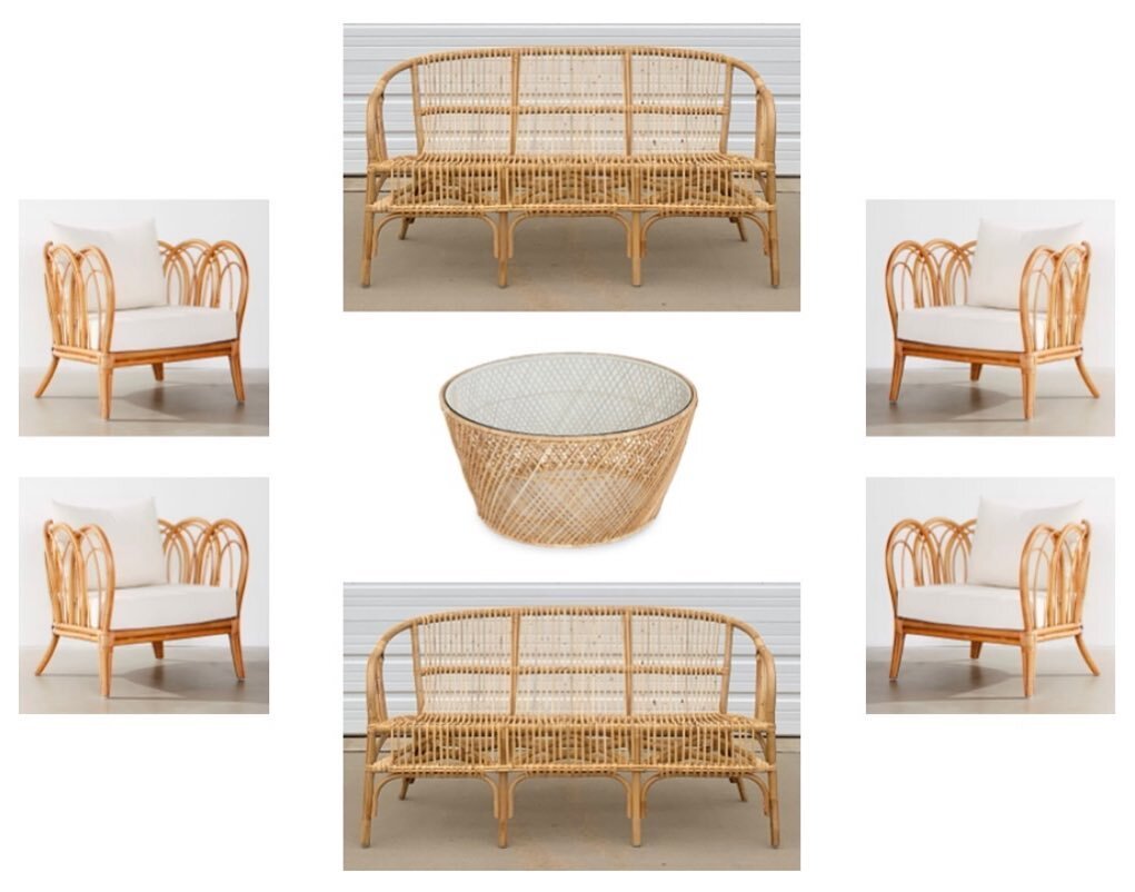 ✨✨New Rattan Alert ✨✨Two  coffee tables available as well!  Loveseats will have white seat cushions!