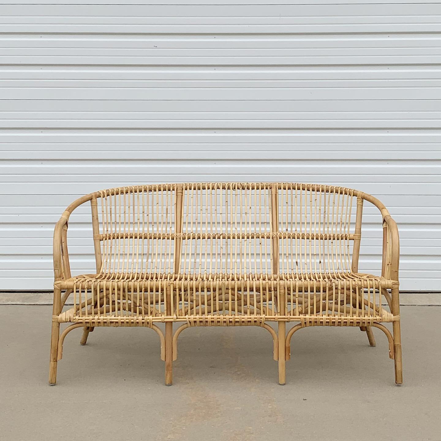 Hello to our new Lenka loveseat!  We are making her a white seat cushion to match our other rattan pieces, but  I&rsquo;m impatient + just wanted to show her off ☺️. Side note- we will have two in inventory soon!