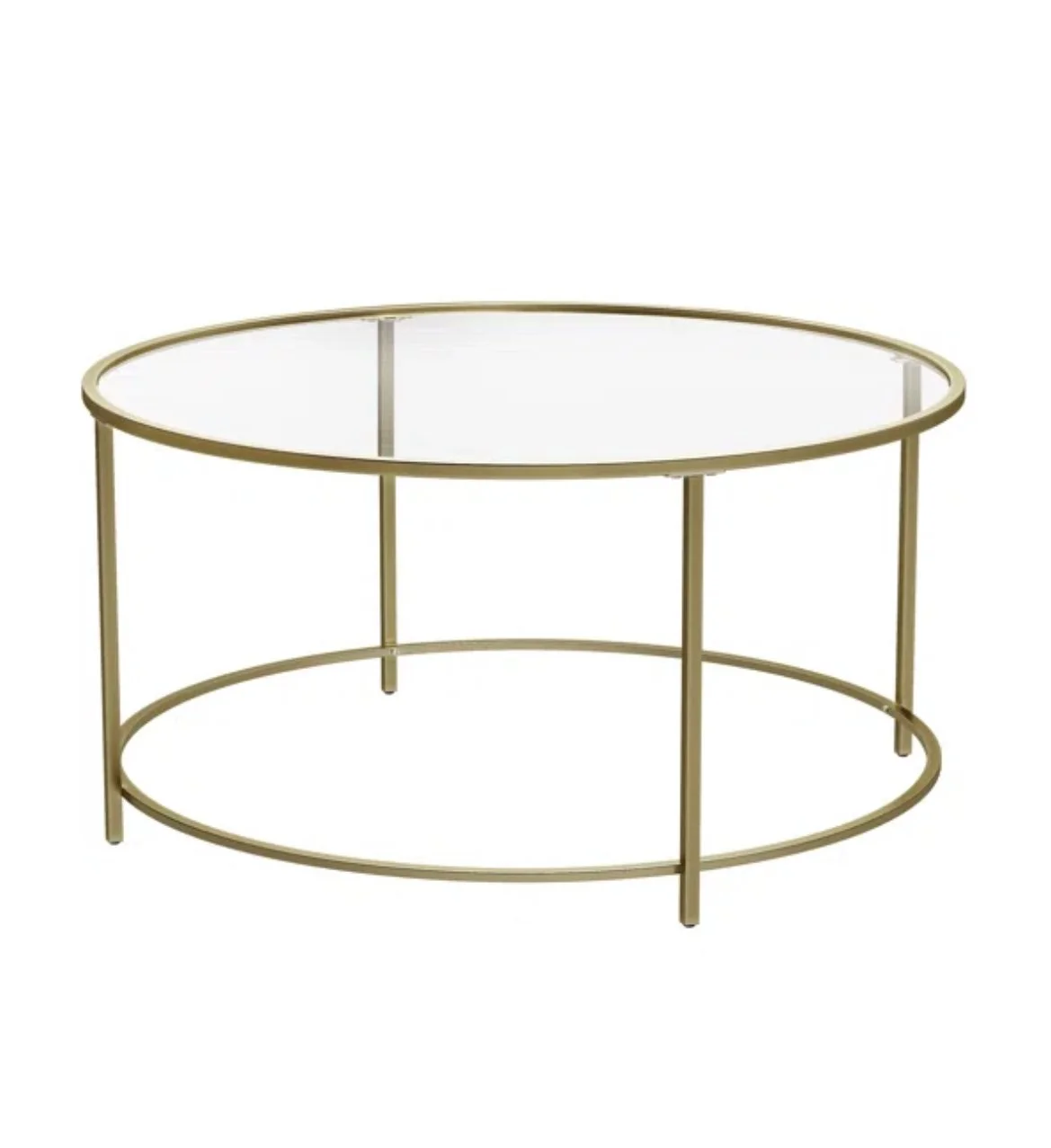 Round Gold + Glass Coffee Table