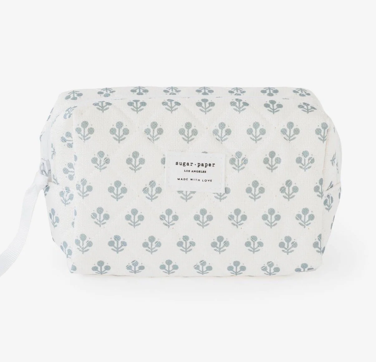 Blue floral cosmetic pouch