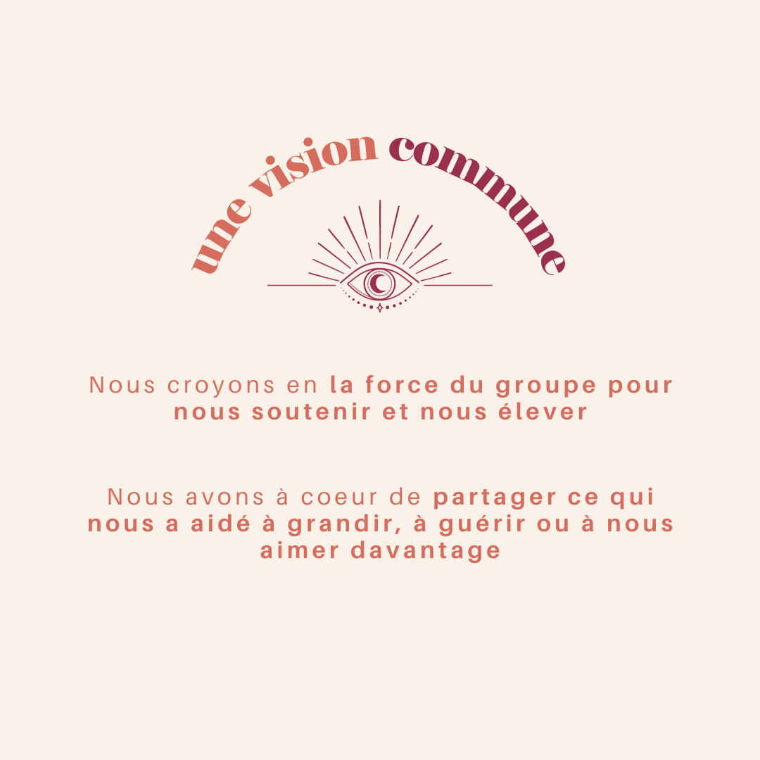 Une vision commune - chez Mamaë, nous croyons en la force du groupe pour nous soutenir et nous élever. Nous avons à cœur de partager ce qui nous aide à grandir, à guérir ou à nous aimer davantage.