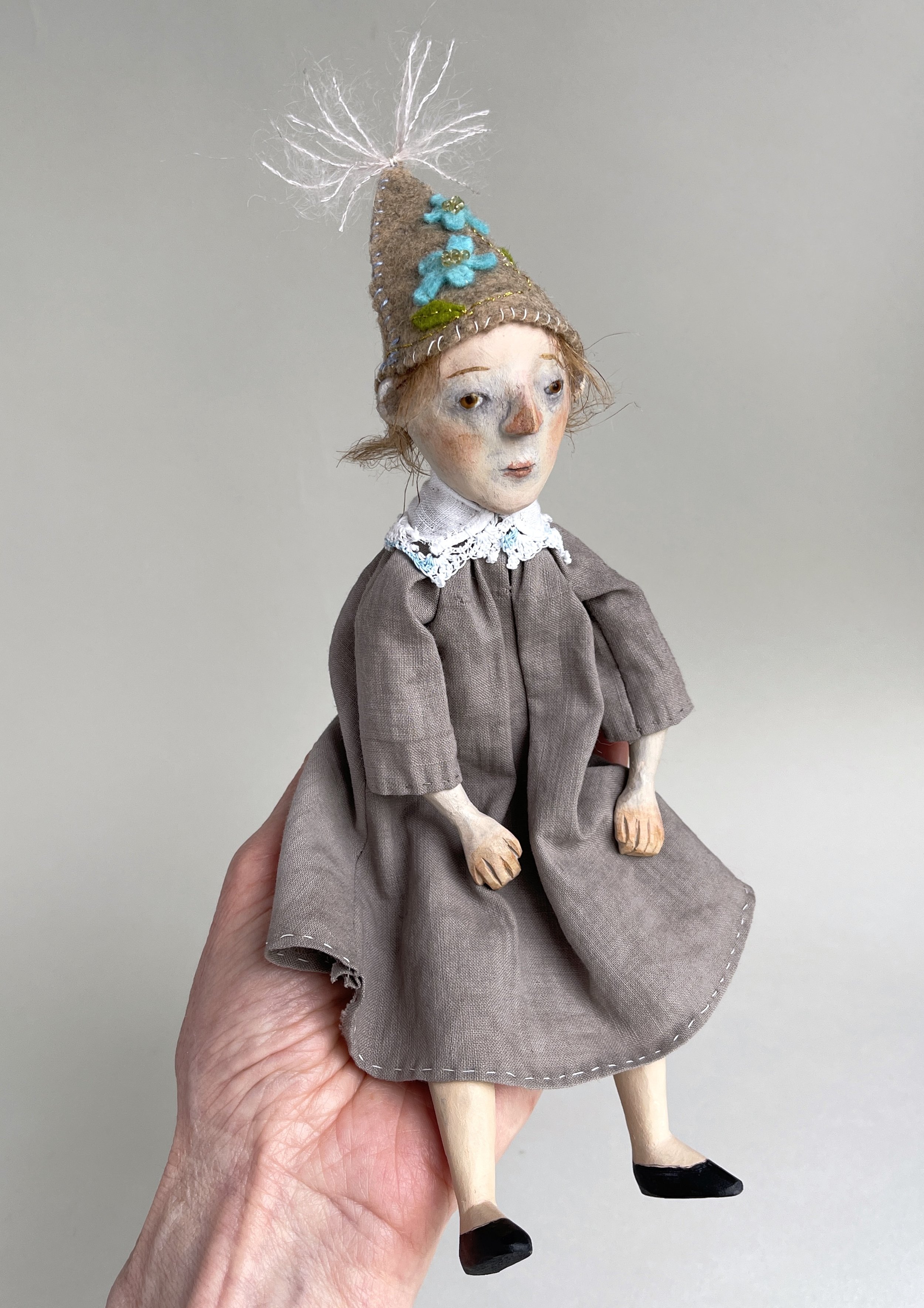 wood carved and cloth doll Poppy