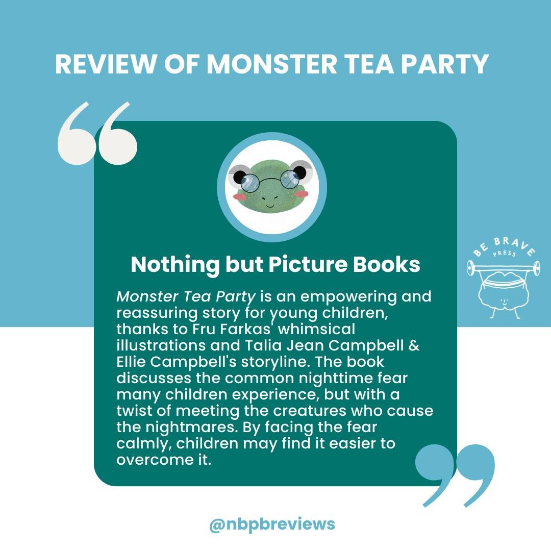 Thank you, @nbpbreviews! 📚😊

#brave #bebrave #monsterteaparty #frufarkasillustration #bebravepress #childrensmentalhealth #mentalhealthawareness #childrensbooks #afraidofthedark #childrensanxietybooks