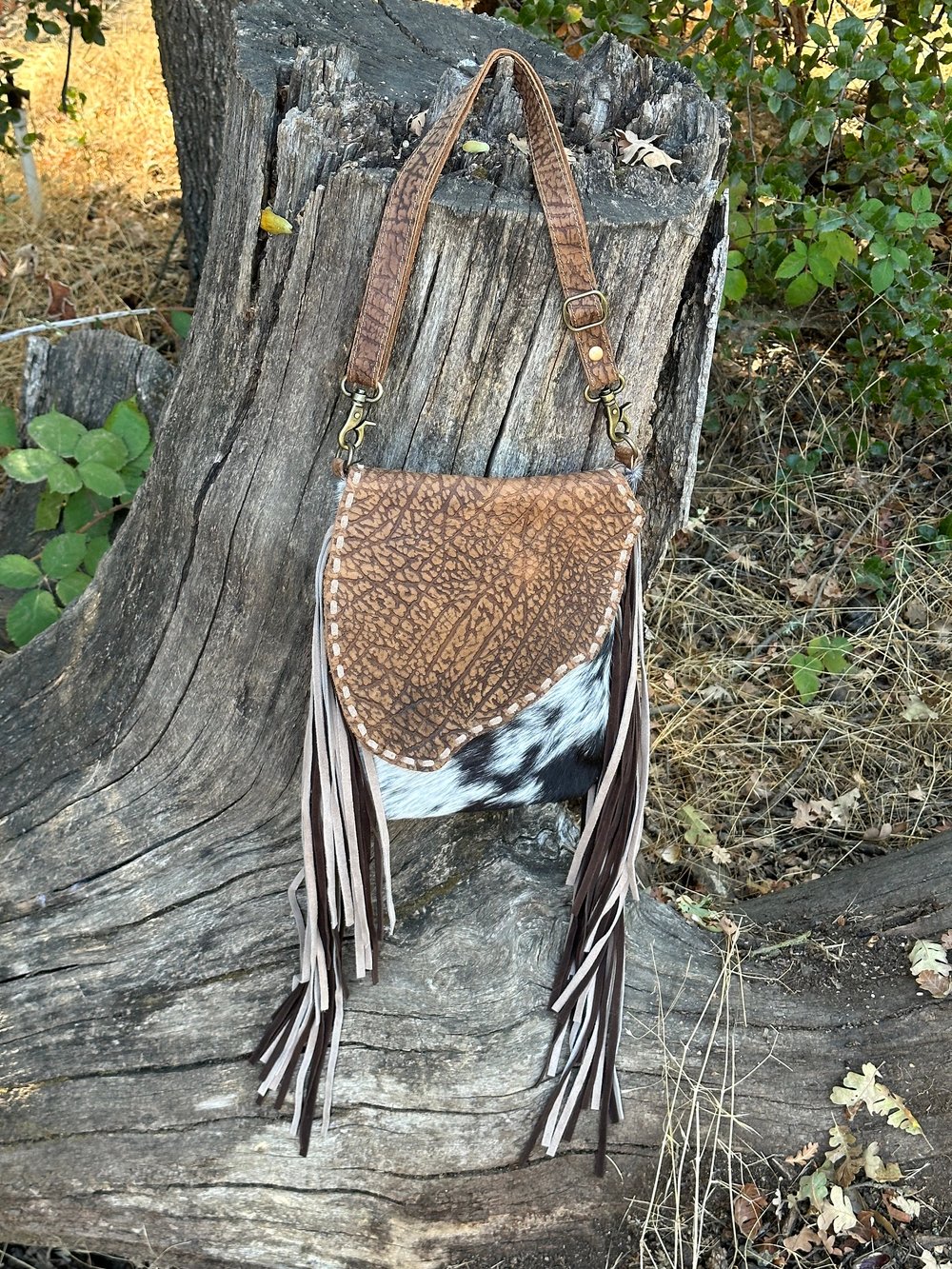 Real COWHIDE CROSSBODY BAG, Western Leather Purse Boho, Native
