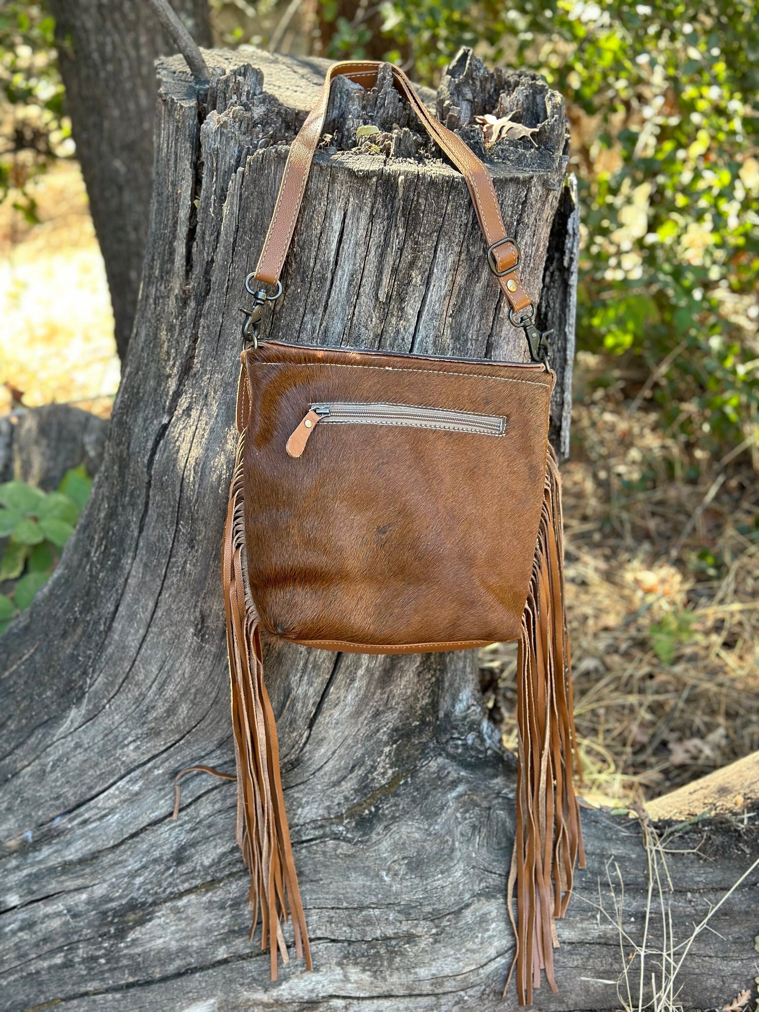 Cowhide & serape with LV patch & Fringe Large Purse – Rustic Cactus