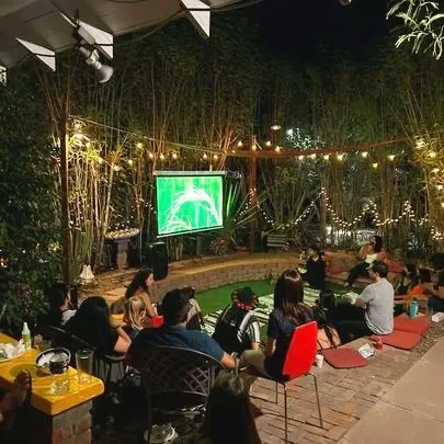 PHX hostel outdoor movie night.webp